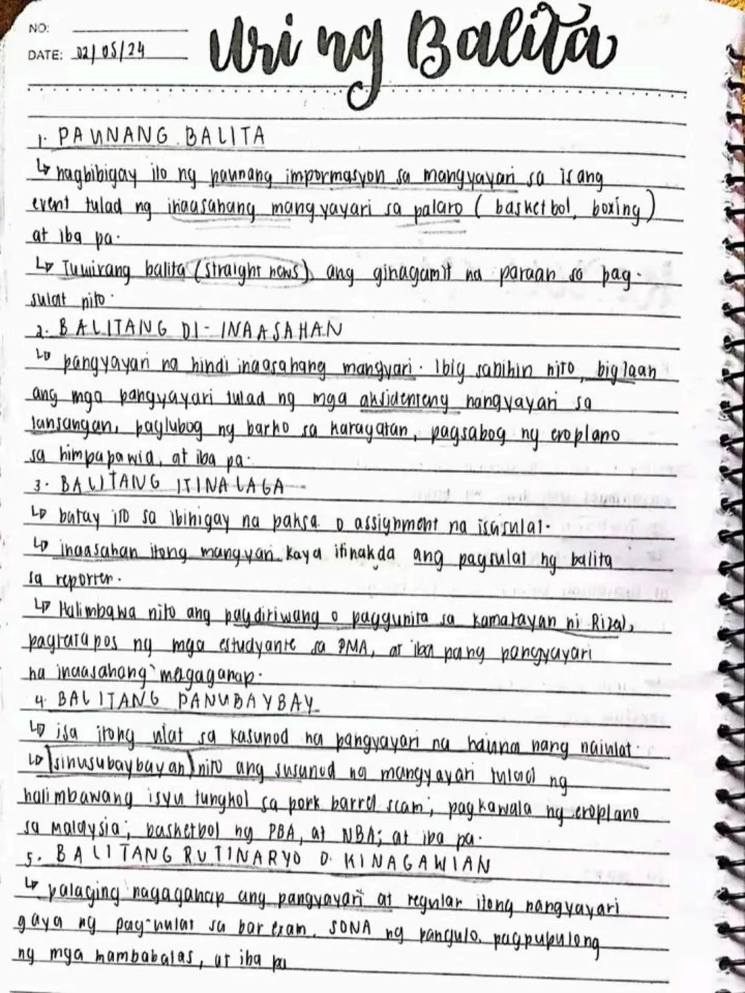 --- OCR Start ---
DATE:
lecture notes in
FILIPINO 8
1st
OTR
Spring Seaf
1st Quarter
bayan
NO
DATE: 19/03/13
se ng panitikang idinaanan so
am