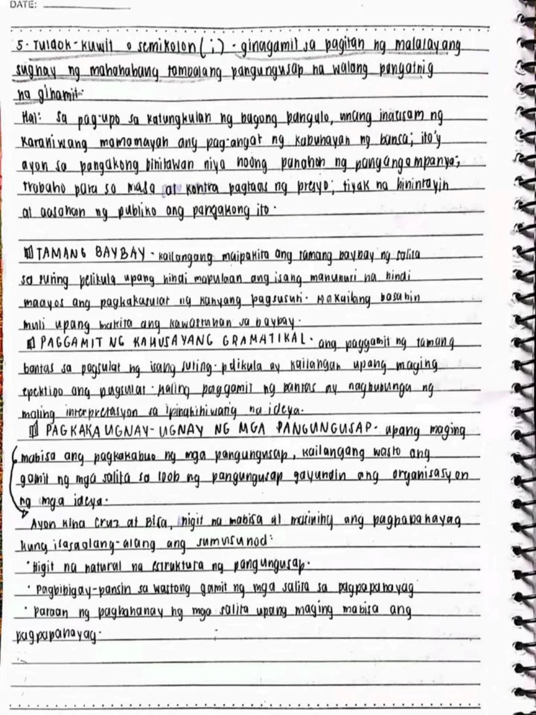 --- OCR Start ---
DATE:
lecture notes in
FILIPINO 8
1st
OTR
Spring Seaf
1st Quarter
bayan
NO
DATE: 19/03/13
se ng panitikang idinaanan so
am