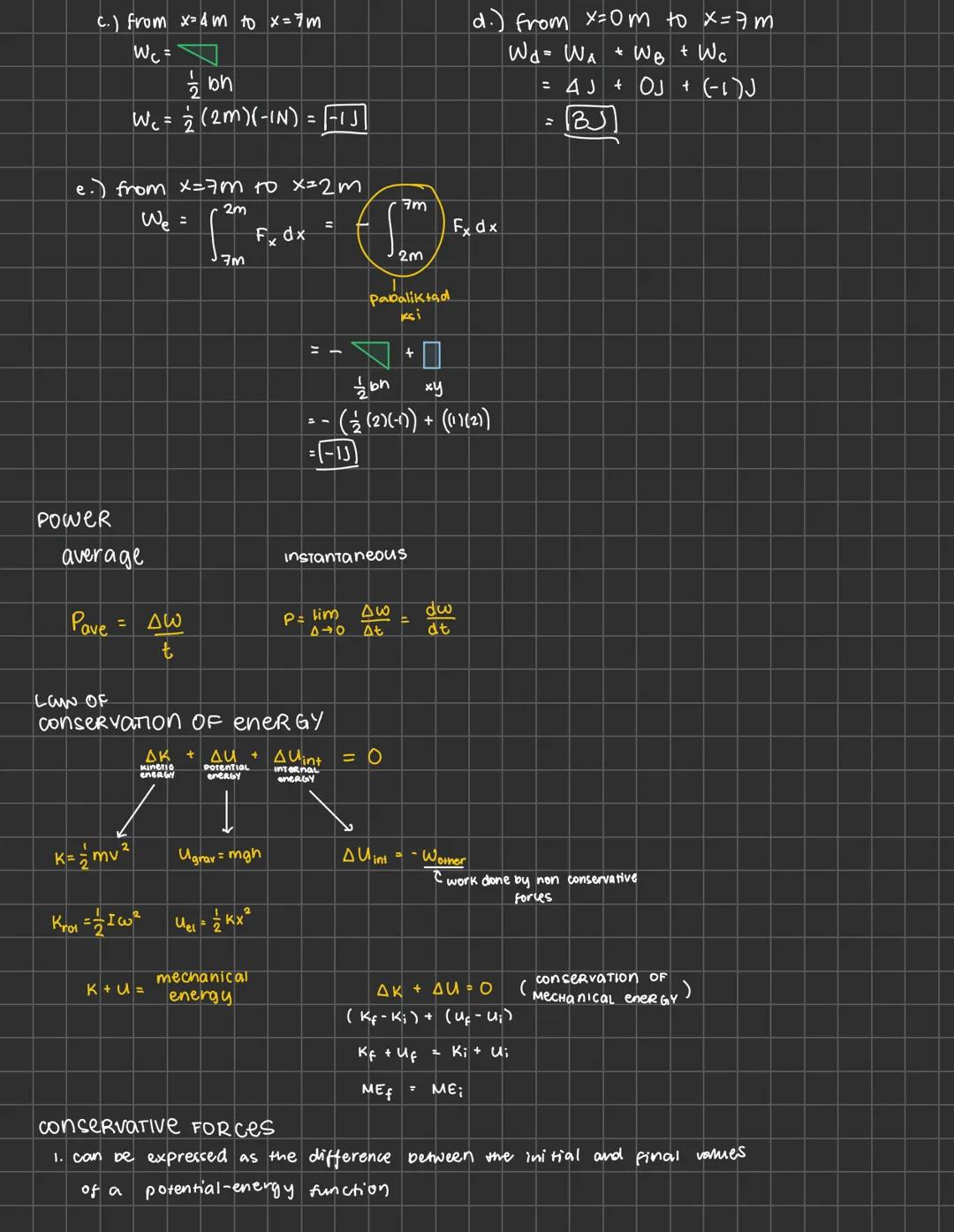 Work done by a varying force
W = \(\int_{x_1}^{x_2} F_x dx\)
ex. \(F_x = \frac{1}{2}Kx^2\)
W = \(\int_{x_1}^{x_2} \frac{1}{2}Kx^2 dx = \frac