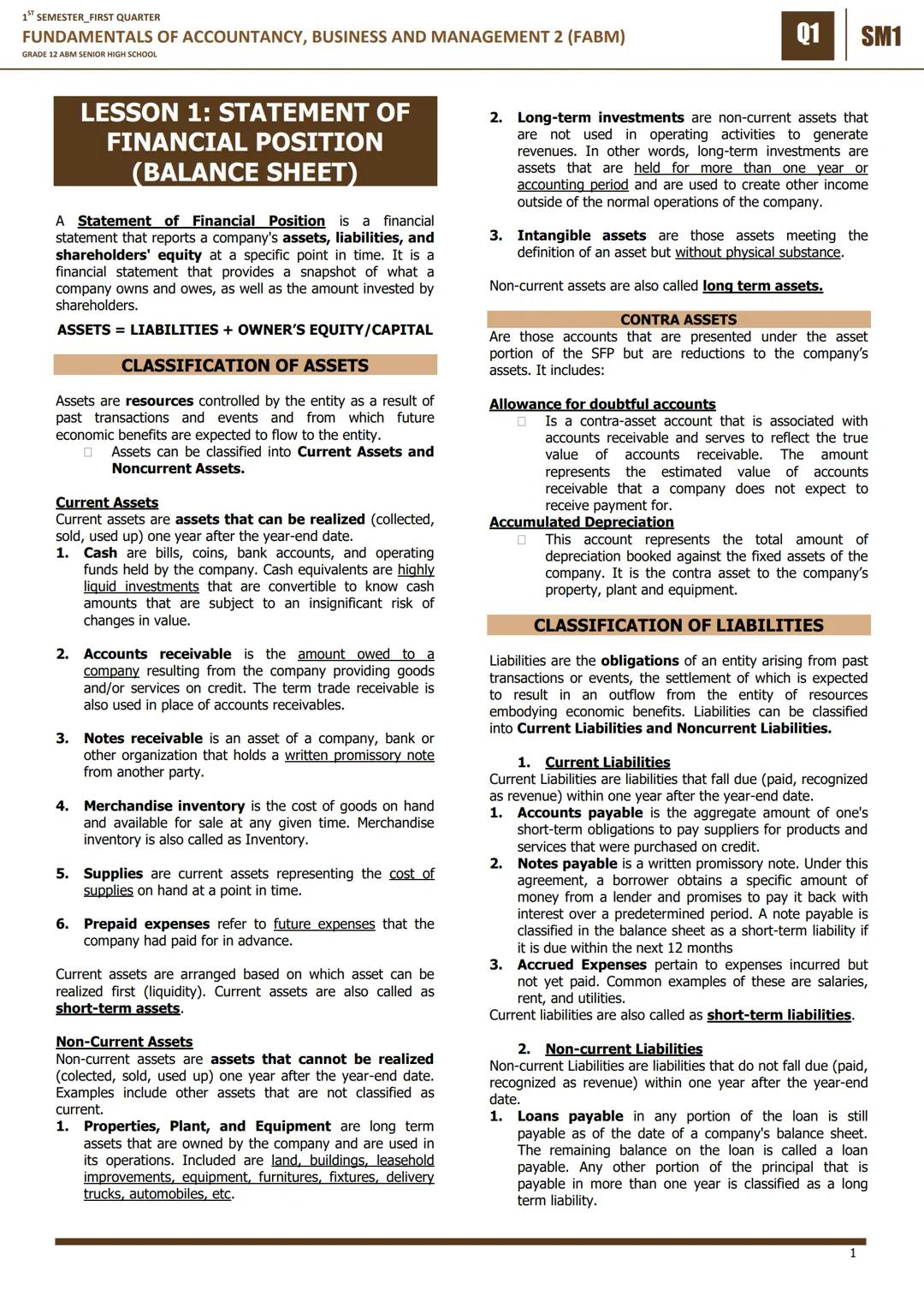 1 SEMESTER_FIRST QUARTER
FUNDAMENTALS OF ACCOUNTANCY, BUSINESS AND MANAGEMENT 2 (FABM)
GRADE 12 ABM SENIOR HIGH SCHOOL
Q1
SM1
LESSON 1: STAT