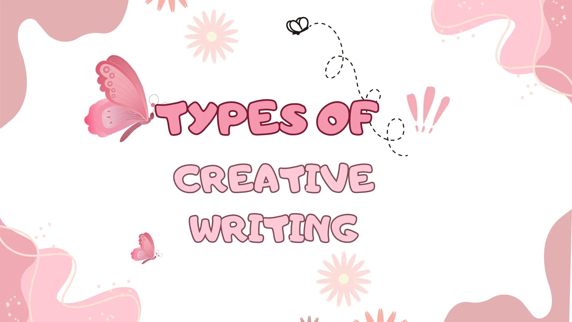 # TYPES OF
CREATIVE
WRITING OBJECTIVES
!
1. To both entertain and share human experience
2. To persuade readers to choose behavior,
suppor