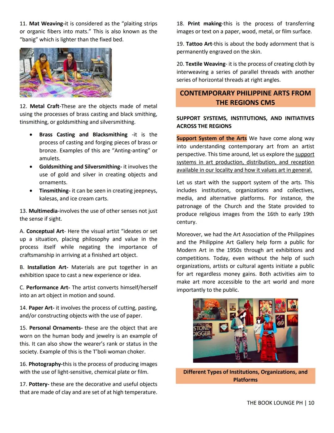 ## GRADE 12 STEM NOTES AND LECTURES
# Contemporary Philippine Arts
# from the Regions
---
THE BOOK LOUNGE PH ---
## CONTEMPORARY PHILIPPI