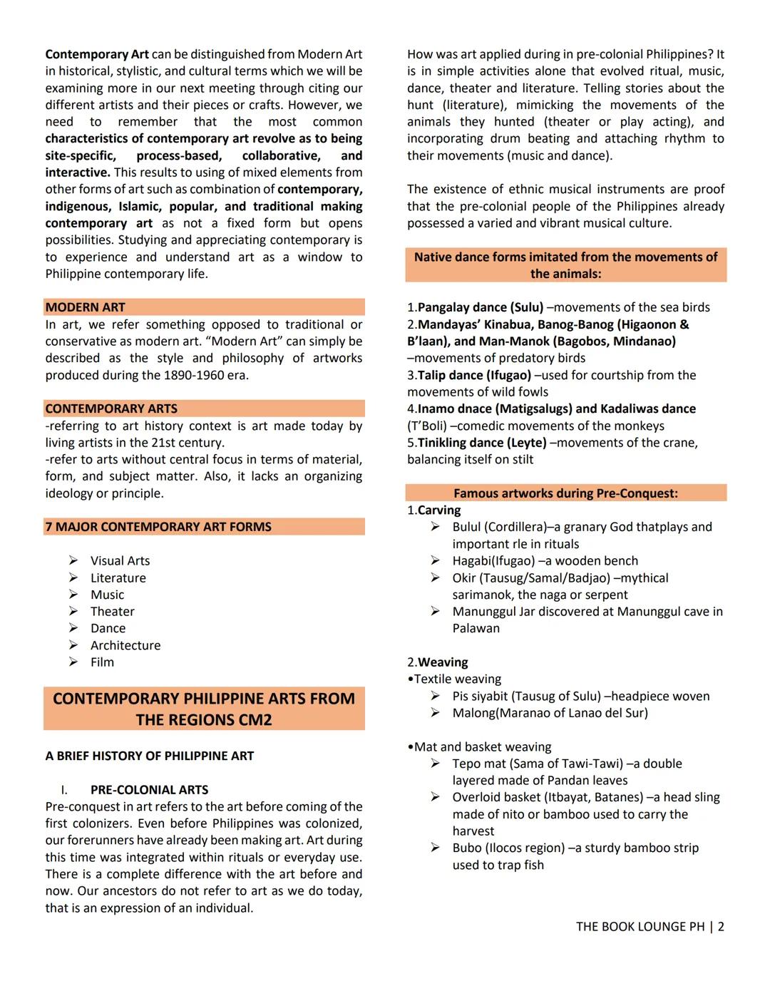 ## GRADE 12 STEM NOTES AND LECTURES
# Contemporary Philippine Arts
# from the Regions
---
THE BOOK LOUNGE PH ---
## CONTEMPORARY PHILIPPI