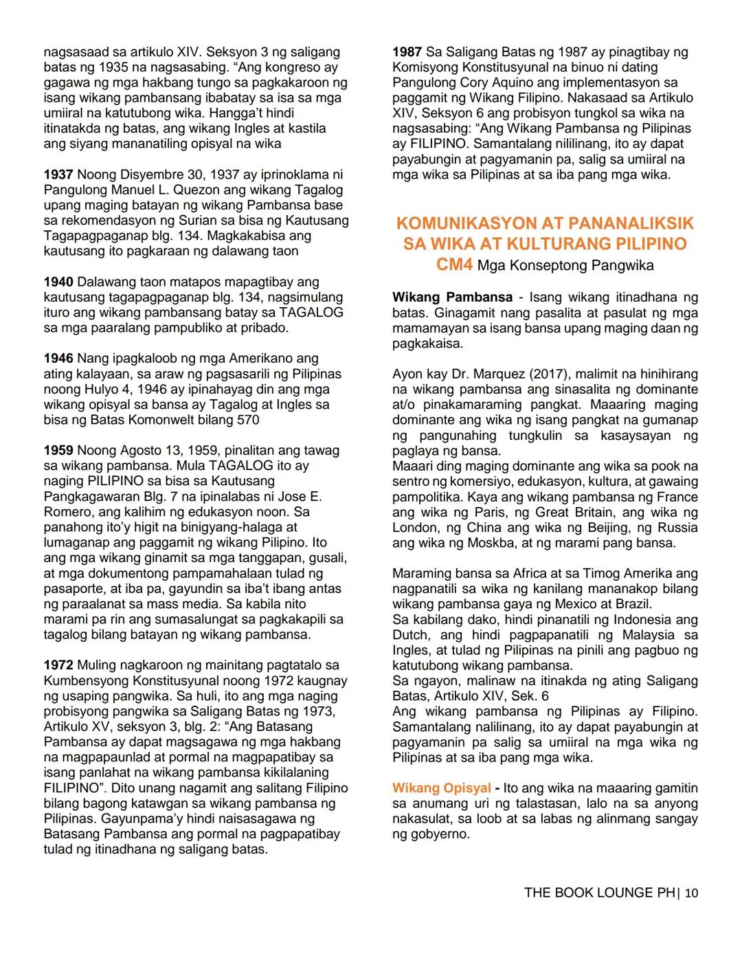 ## GRADE 12 STEM NOTES AND LECTURES
# Komunikasyon at Pananaliksik
โ THE BOOK LOUNGE PH โ
# KOMUNIKASYON AT PANANALIKSIK
SA WIKA AT KULTU