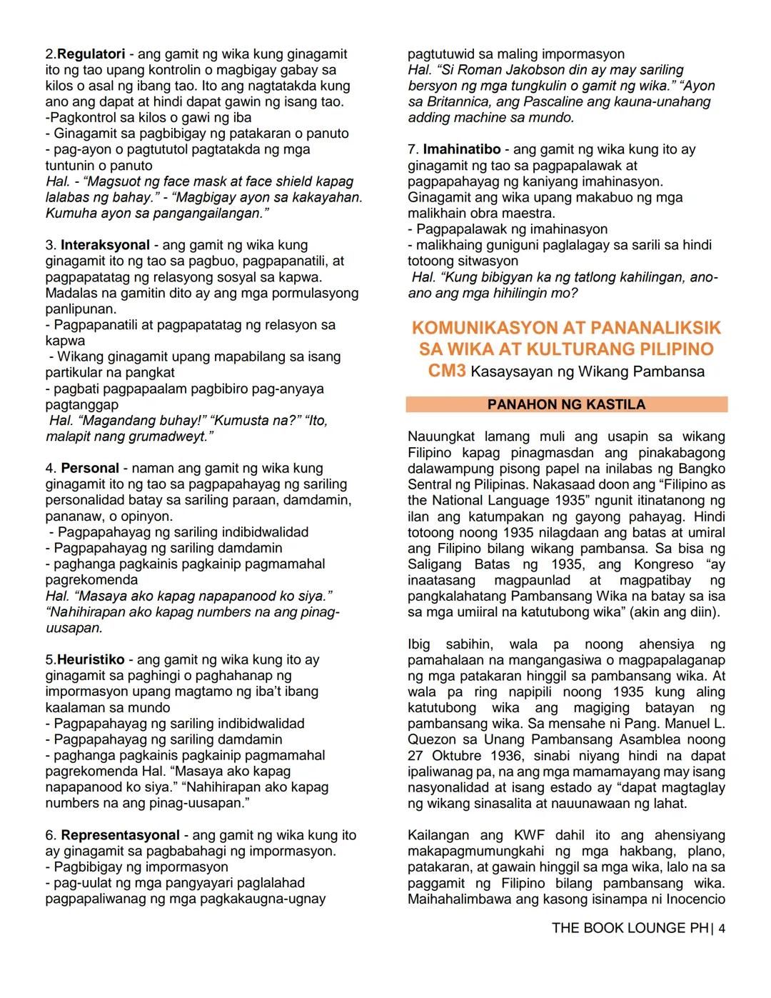 ## GRADE 12 STEM NOTES AND LECTURES
# Komunikasyon at Pananaliksik
โ THE BOOK LOUNGE PH โ
# KOMUNIKASYON AT PANANALIKSIK
SA WIKA AT KULTU