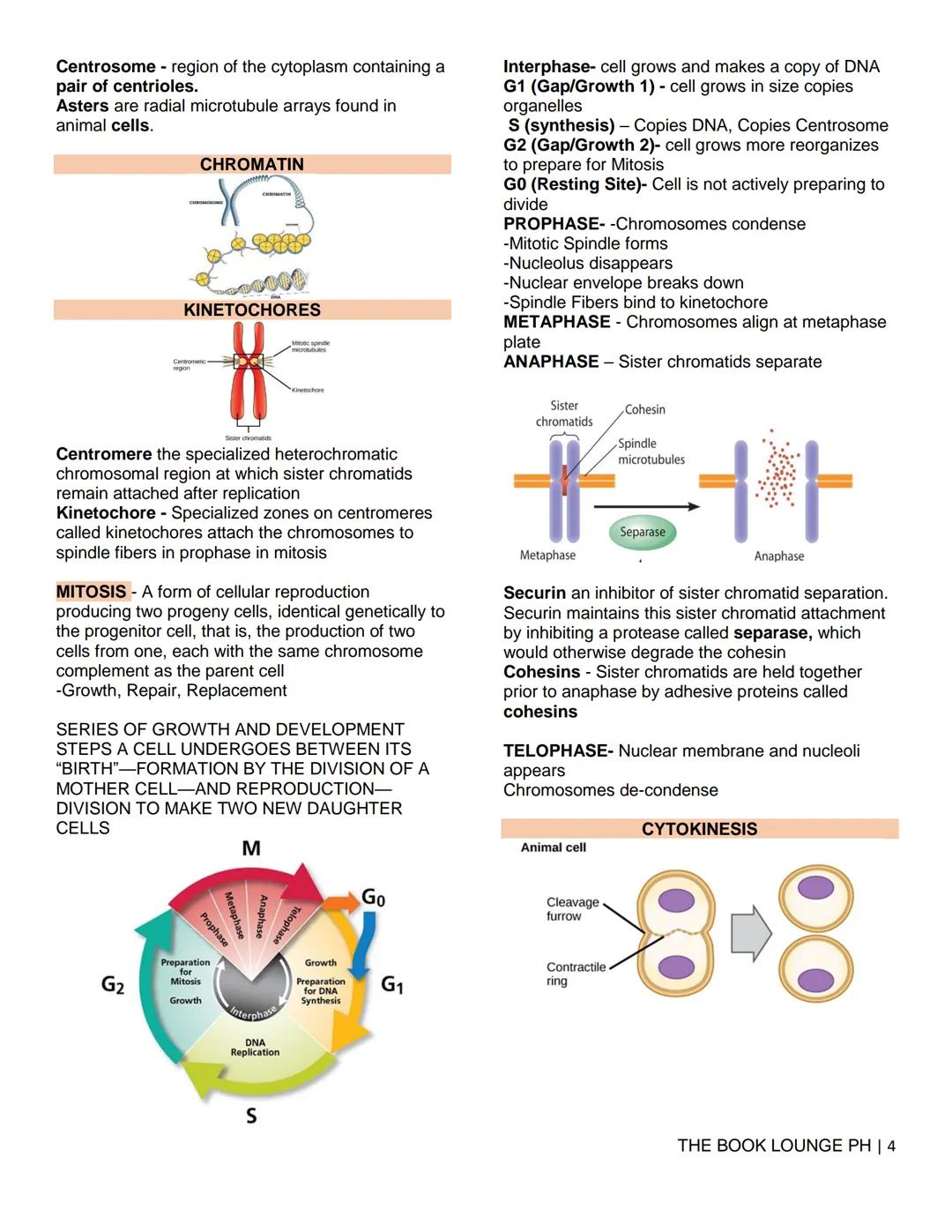 THE BOOK LOUNGE PH
GRADE 12 STEM NOTES AND LECTURES
General Biology 2
THE BOOK LOUNGE PH
COURSE MATERIAL 1
CELL CYCLE AND CELL DIVISION
Cell
