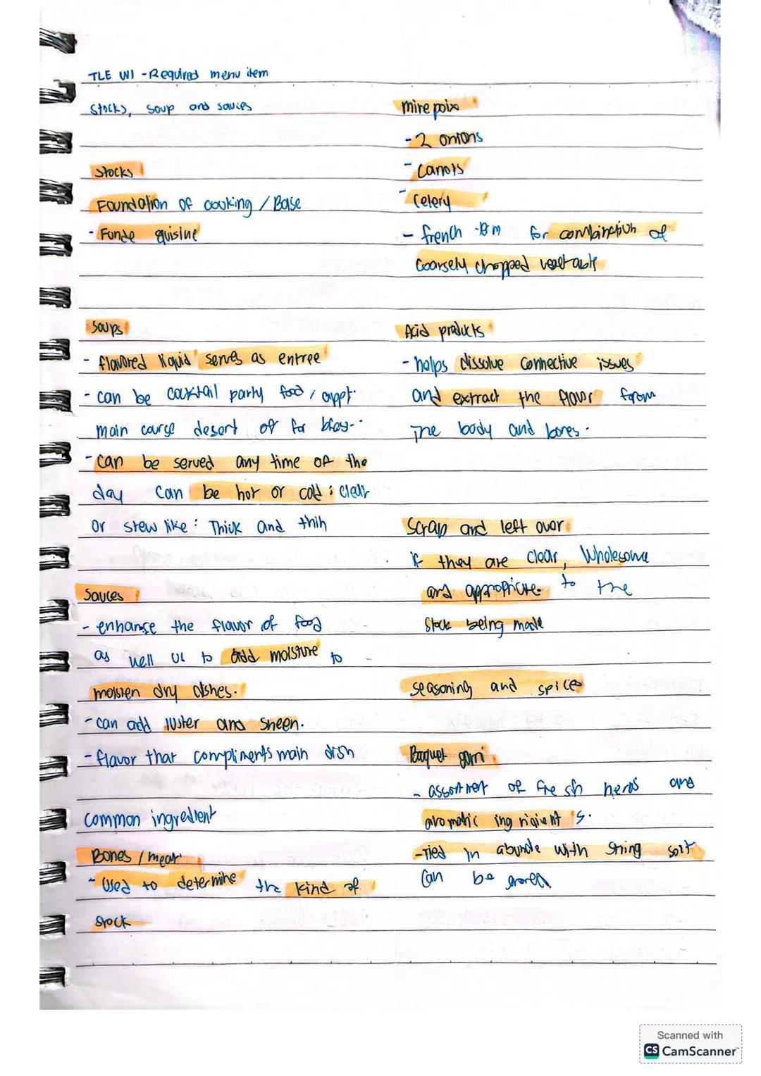 TLE WI -Required menu item
Stocks, soup and sauces
Stocks
Foundation of cooking /Base
- Fonde quisine
Soups
- flavored liquid serves as entr