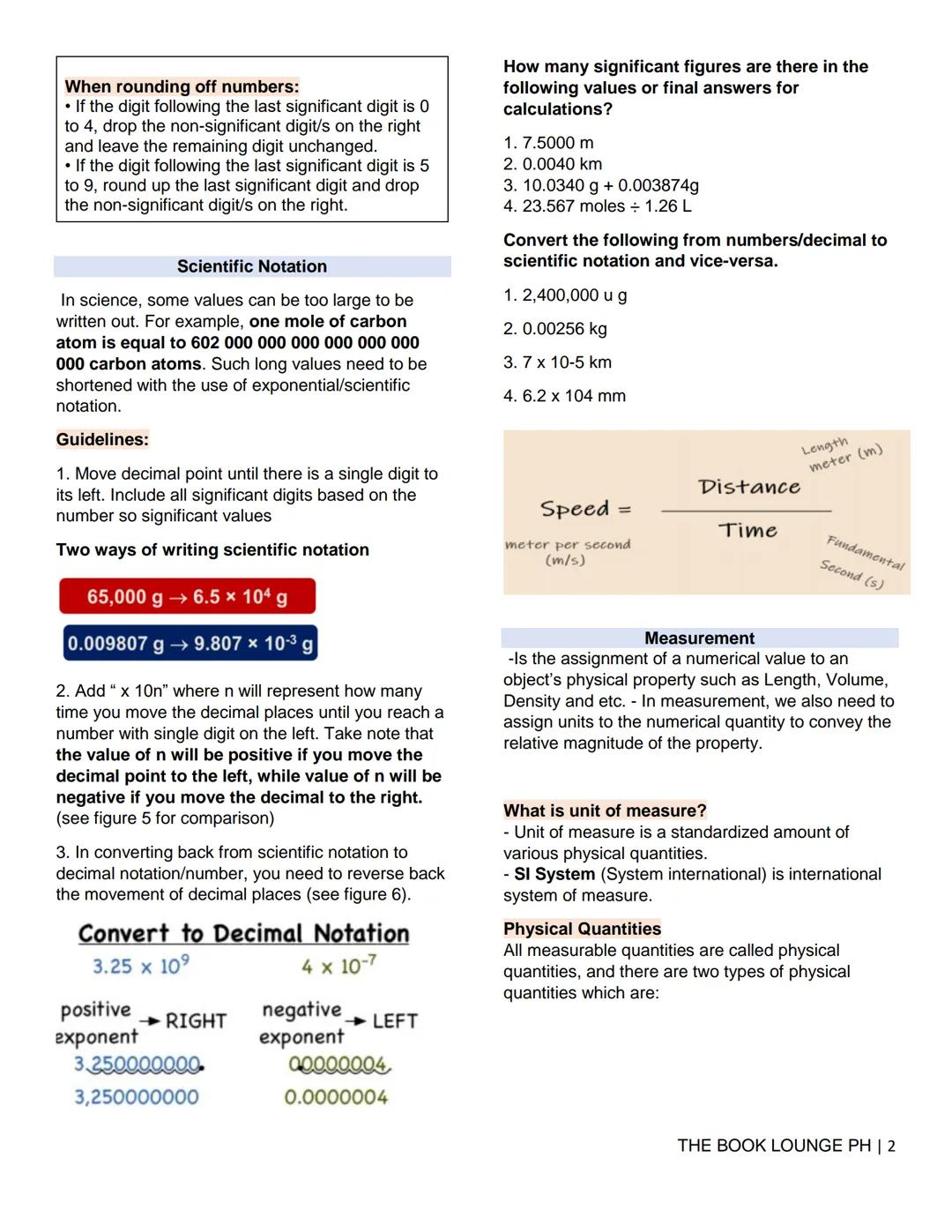# GRADE 12 STEM NOTES AND LECTURES
# General Physics 1
โ THE BOOK LOUNGE PH โ
# PHYSICS: COURSE MATERIAL 1
## MEASURING UNITS
### Signifi