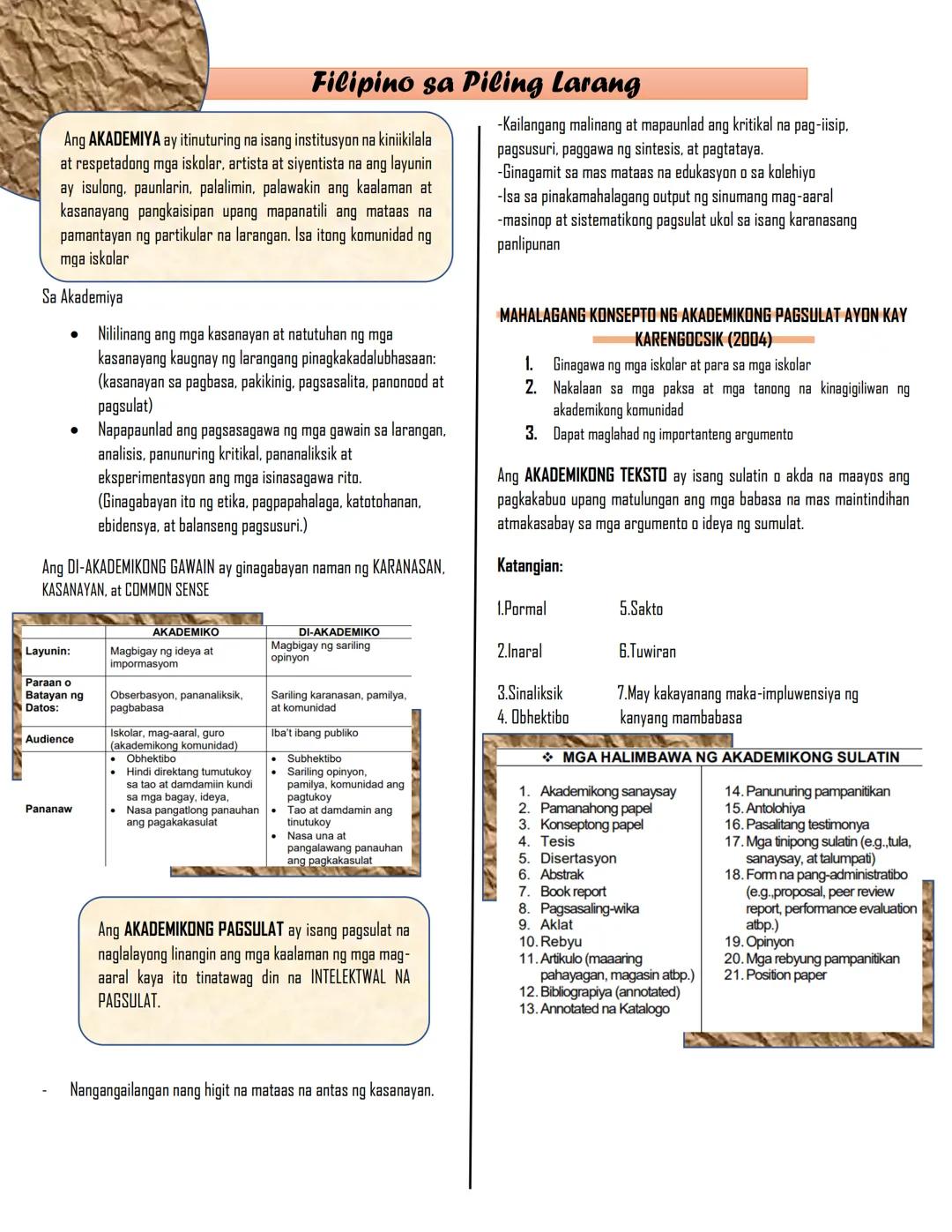 FILIPINO SA PILING LARANG