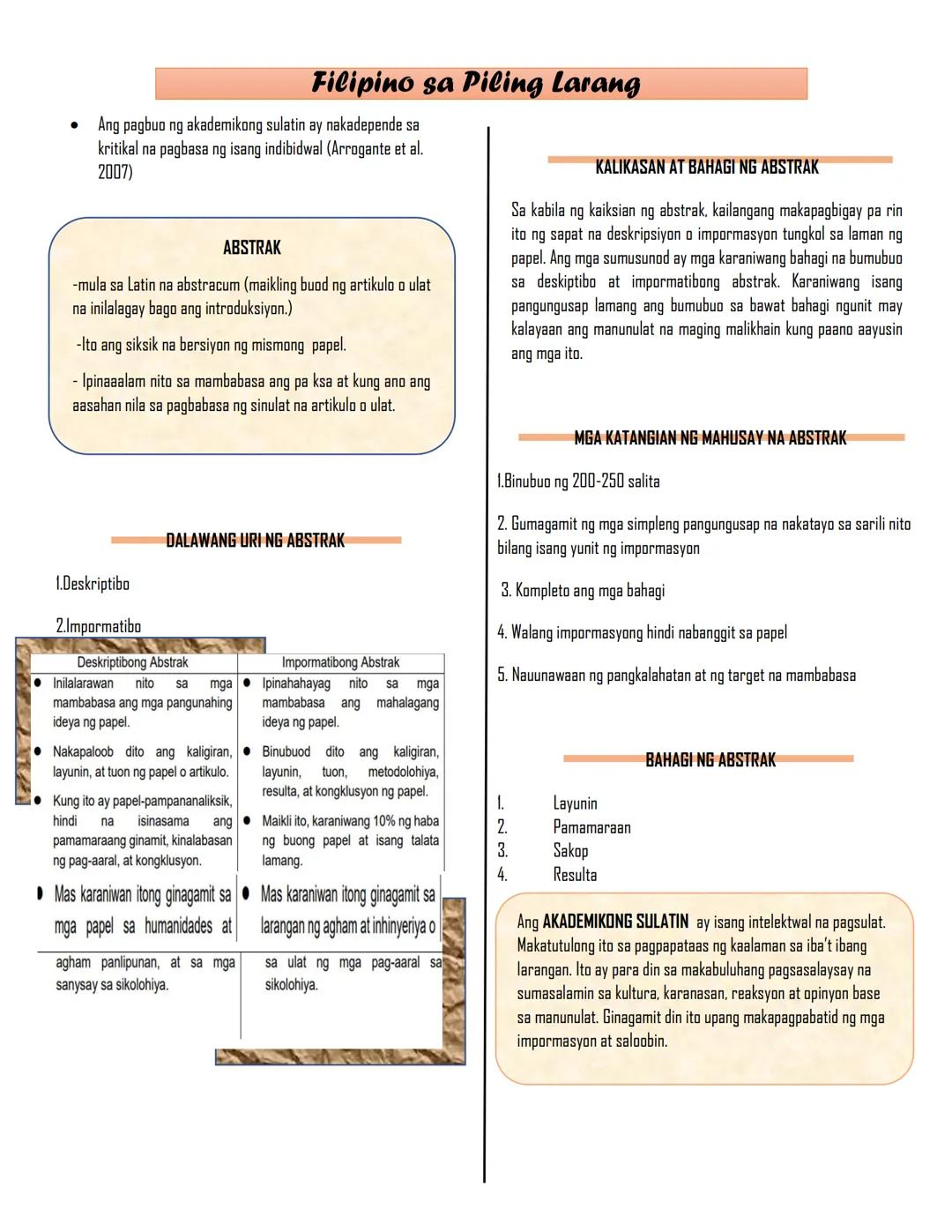 Filipino sa Piling Larang
Ang AKADEMIYA ay itinuturing na isang institusyon na kiniikilala
at respetadong mga iskolar, artista at siyentist