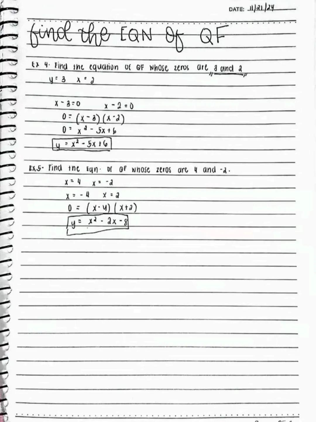 lecture notes in
MATH 9
2nd Quarter
NO.
DATE
2nd
QTR.
2
(2)(2)
clb kurk
Spring Leaf
โ
Spring Leaf # Quadratic Inequalities
- a quadratic in