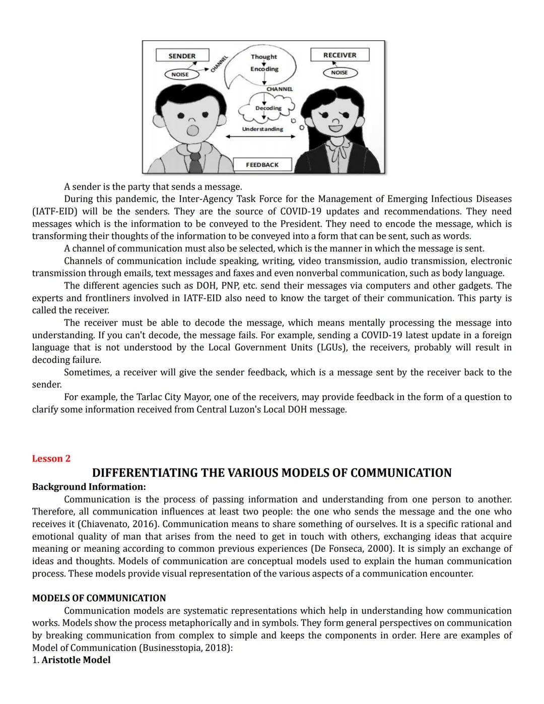 ORAL COMMUNICATION
Lesson 1
EXPLAINING THE FUNCTIONS, NATURE AND PROCESS OF COMMUNICATION
Background Information:
Our ability to communicate