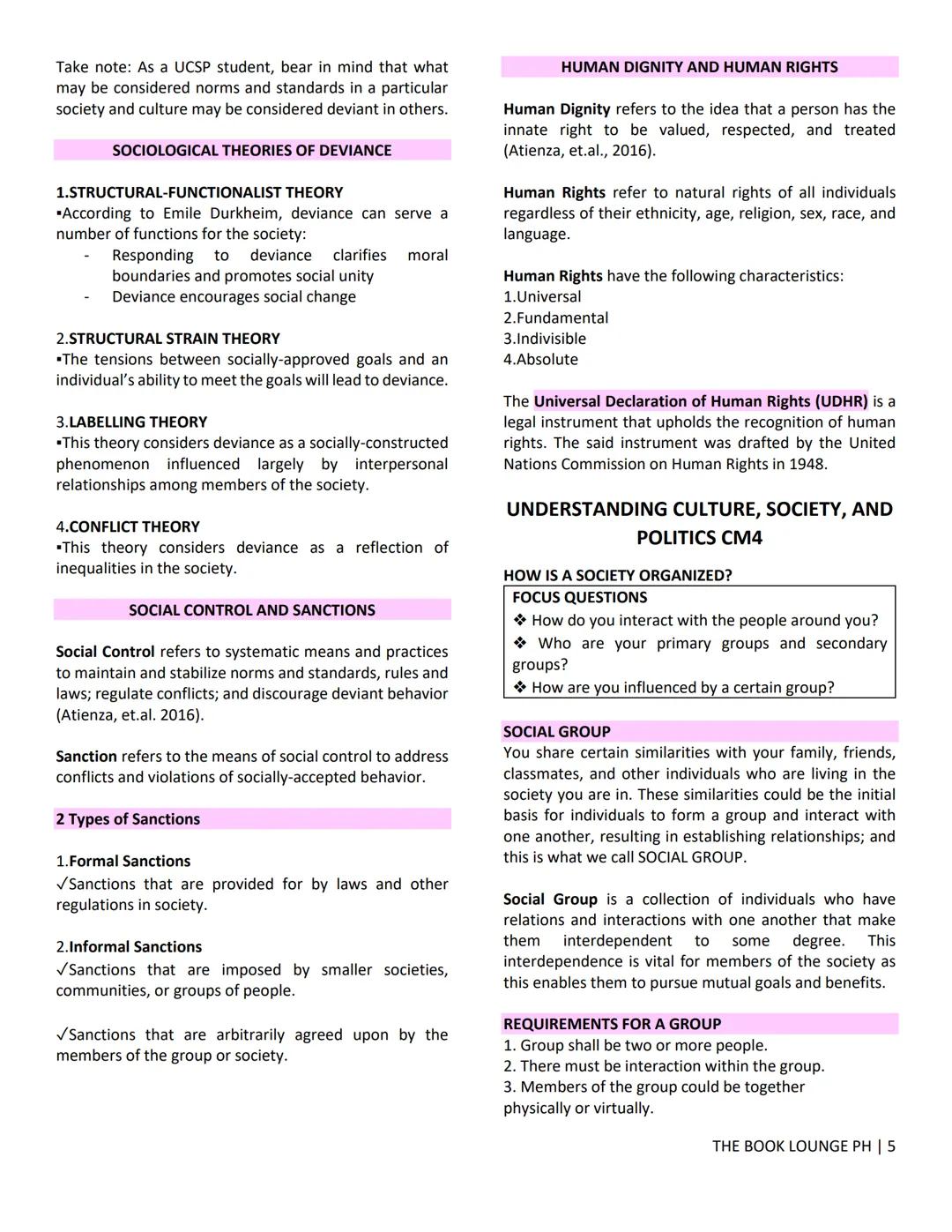 ## GRADE 12 STEM NOTES AND LECTURES
# Understanding Culture, Society and Politics
โ THE BOOK LOUNGE PH โ
# UNDERSTANDING CULTURE, SOCIETY