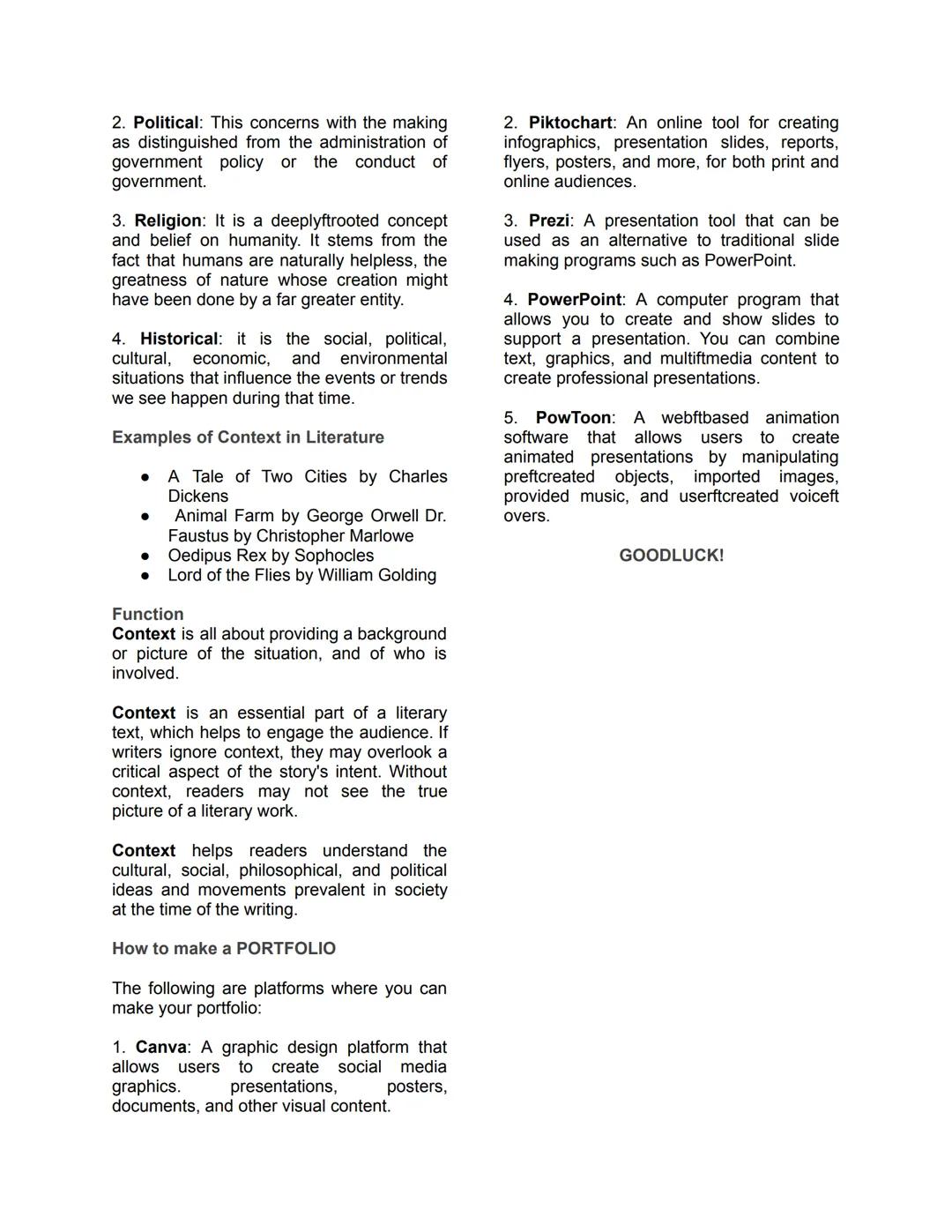 CREATIVE WRITING
1ST TO 2ND QUARTER | 1ST SEMESTER
IMAGERY,
DICTION,
LANGUAGE, AND
EXPERIENCE
FIGURATIVE
PERSONAL
Literature refers to writt