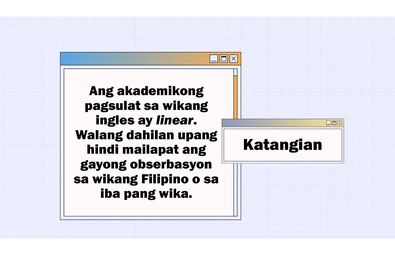 # Ang Akademing Pagsulat
ARALIN 2 Kasanayang
Pampagkatuto
• Nakikilala ang iba't ibang akademikong
sulatin ayon sa layunin, gamit, katangia