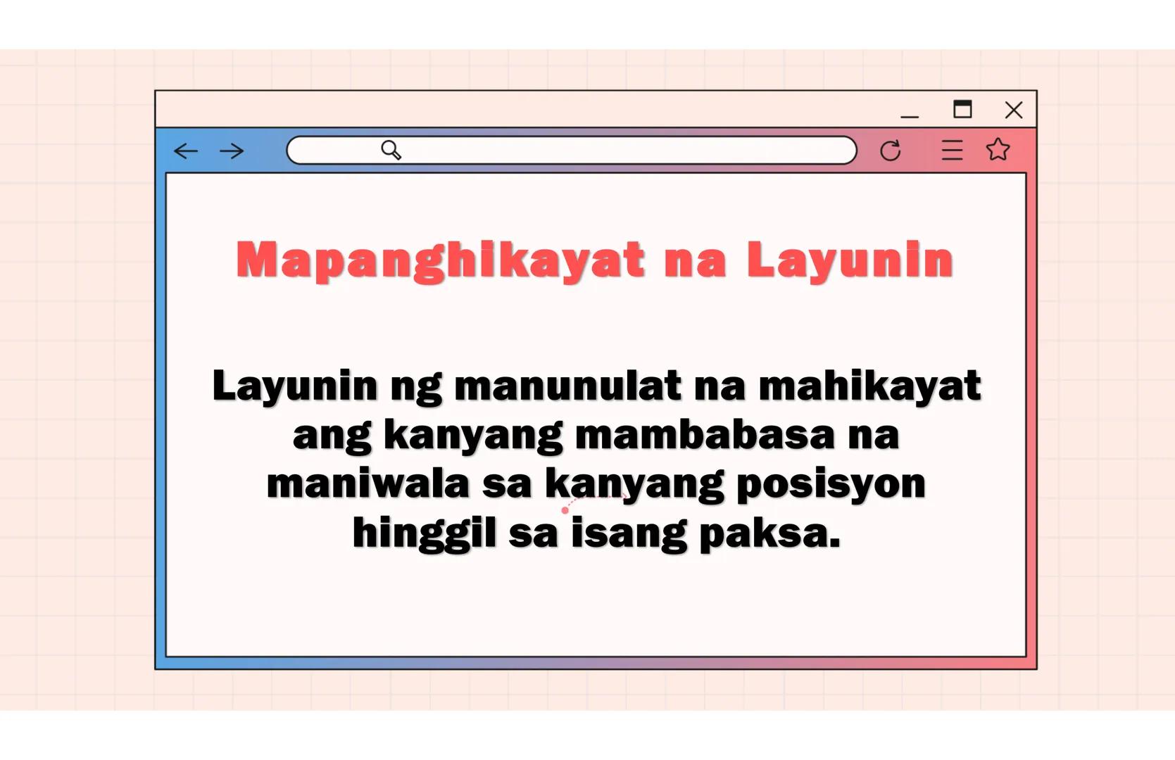 # Ang Akademing Pagsulat
ARALIN 2 Kasanayang
Pampagkatuto
• Nakikilala ang iba't ibang akademikong
sulatin ayon sa layunin, gamit, katangia