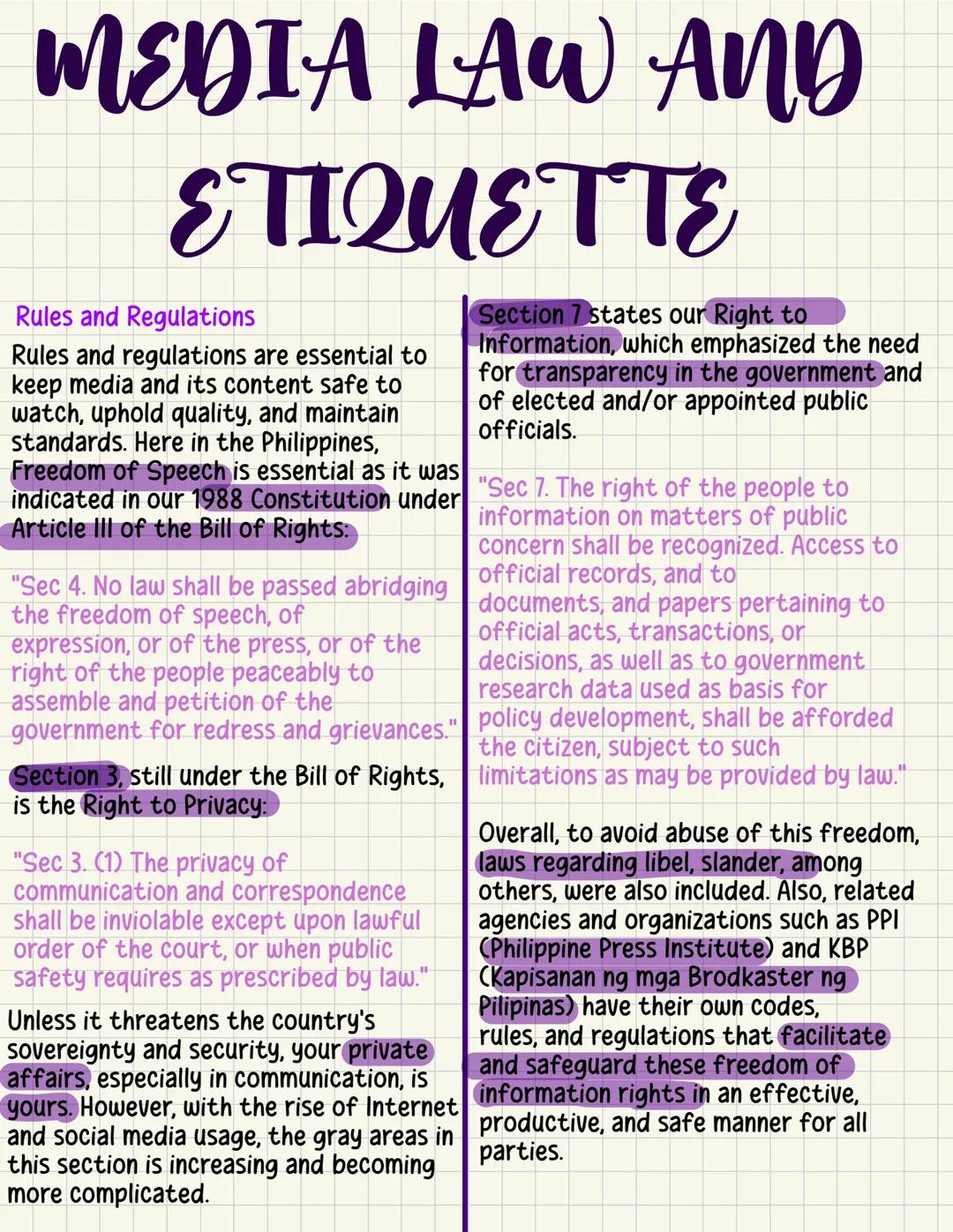 MEDIA LAW AND ETIQUETTE