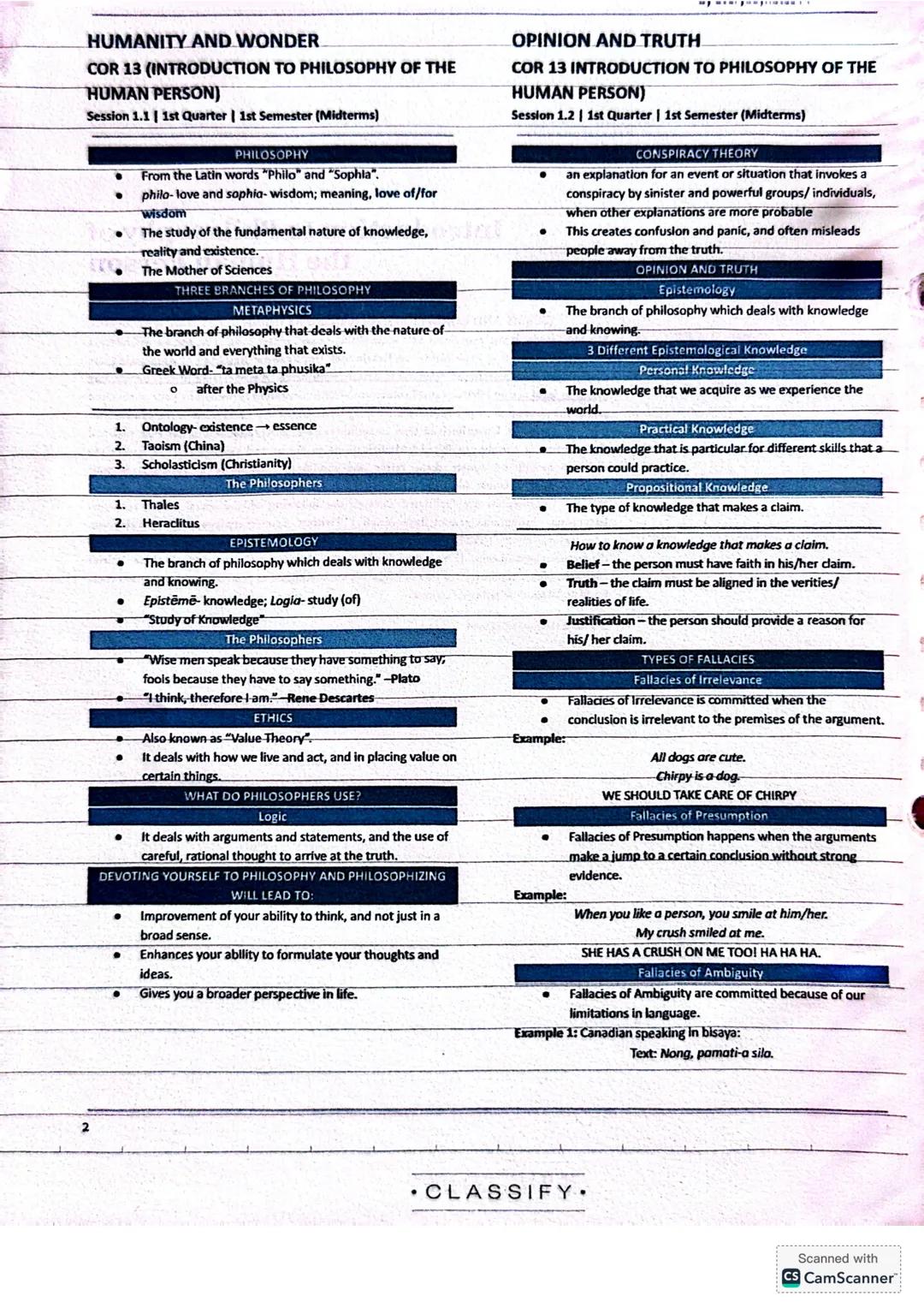 HUMANITY AND WONDER
COR 13 (INTRODUCTION TO PHILOSOPHY OF THE
HUMAN PERSON)
Session 1.1 | 1st Quarter | 1st Semester (Midterms)
PHILOSOPHY
F