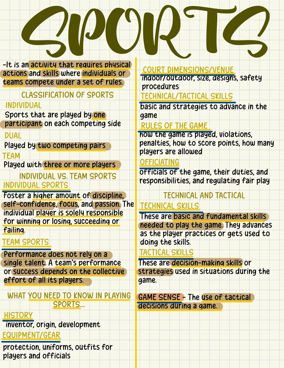 --- OCR Start ---
SPORTS
-It is an activity that requires physical
actions and skills where individuals or
teams compete under a set of rule