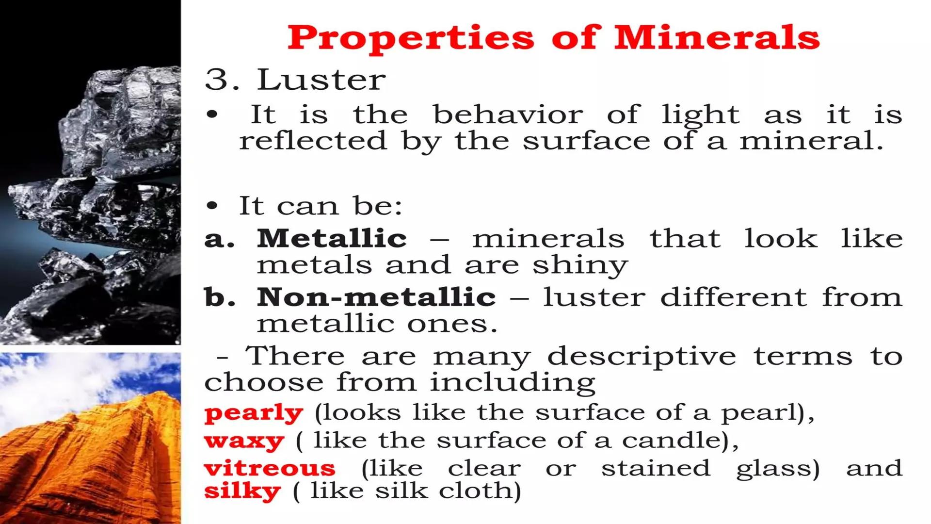 Earth & Life Science
MINERALS Minerals and Rocks
How is a mineral different
from a rock?
• Minerals are the building blocks of
rocks.
• A