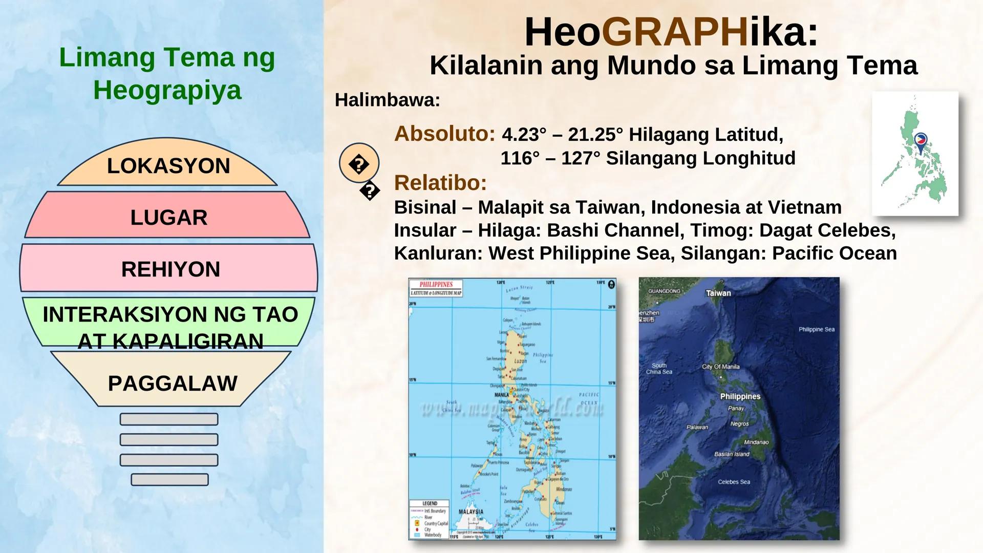 N
N
DepED
N
MATATAG
BAGONG PILIPINAS
3
HEOGRAPIYA NG ASYA AT DAIGDIG
Limang Tema
NG HEOGRAPIYA
ARALING PANLIPUNAN 8
QUARTER 1 - WEEK 1
Ikaap