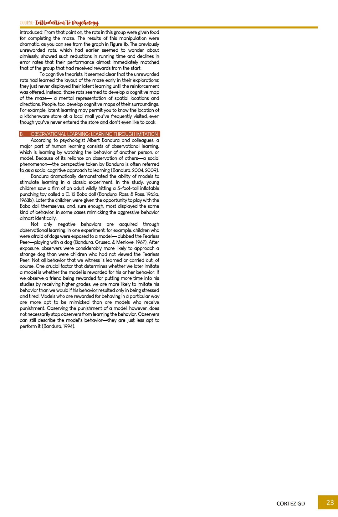 ## COLESL Introduction to Psychology
### TOPIC OUTLINE
**Chapter 1** Introduction to Psychology
- What is Psychology
- Psychology as a Sci