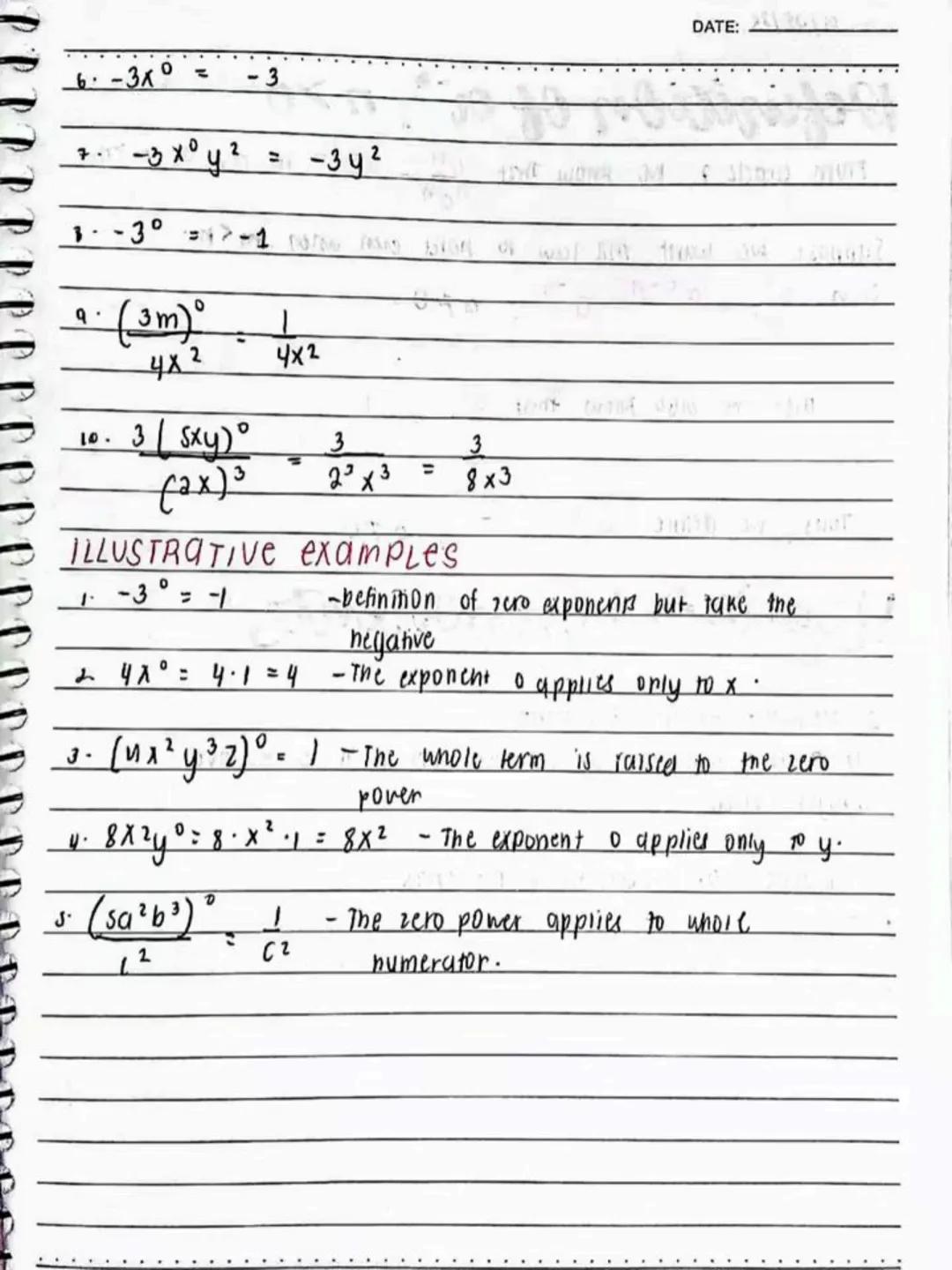 lecture notes in
MATH 9
3rd
QTR
Spring Einf
413
Spring Leaf
DO NOT RE-UPLOAD | @jona.notes --- OCR Start ---
DATE:
Laws of Exponents
If a an
