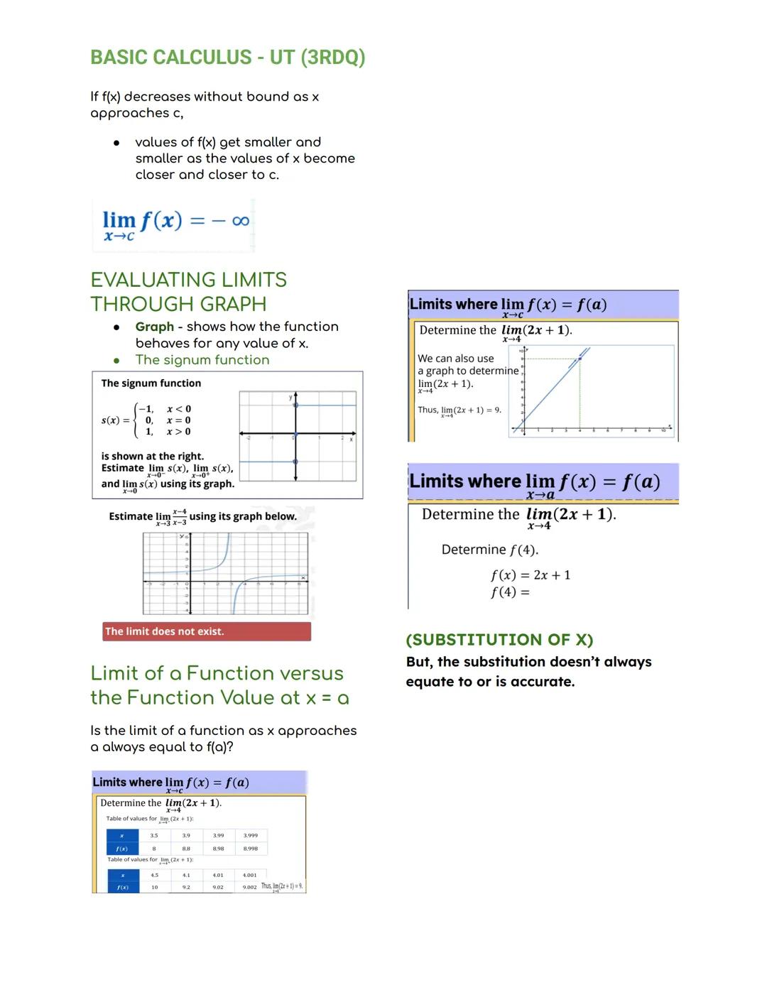 BASIC CALCULUS - UT (3RDQ)
LIMIT OF A FUNCTION
THROUGH TABLE OF
VALUES
WHAT IS THE LIMIT OF A
FUNCTION?
Let f be a function and let c and L