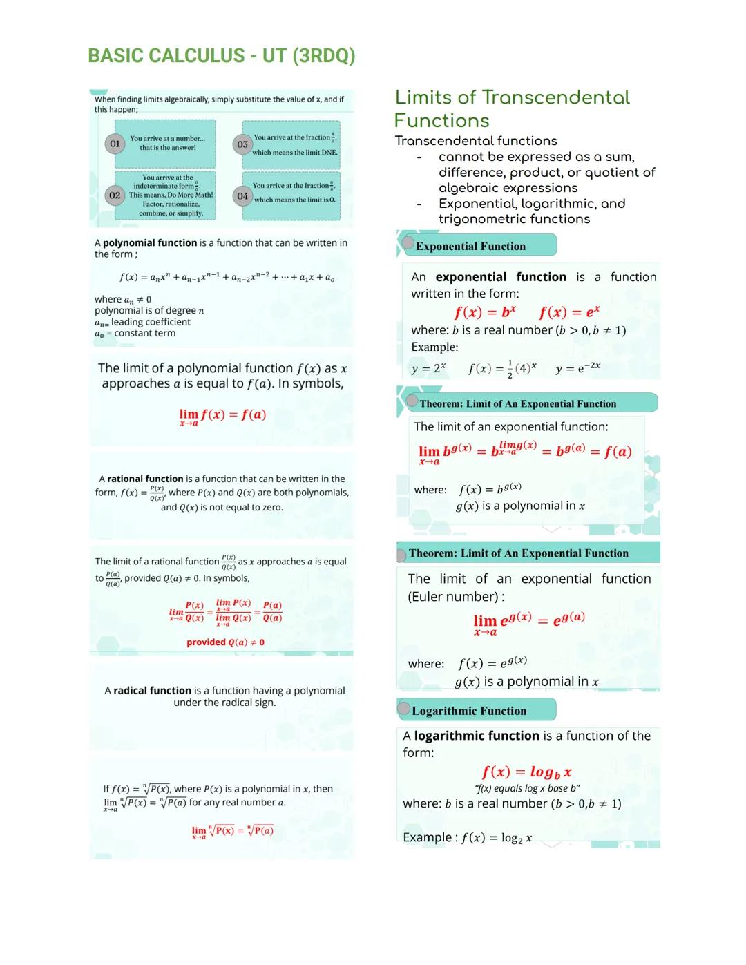 BASIC CALCULUS - UT (3RDQ)
LIMIT OF A FUNCTION
THROUGH TABLE OF
VALUES
WHAT IS THE LIMIT OF A
FUNCTION?
Let f be a function and let c and L