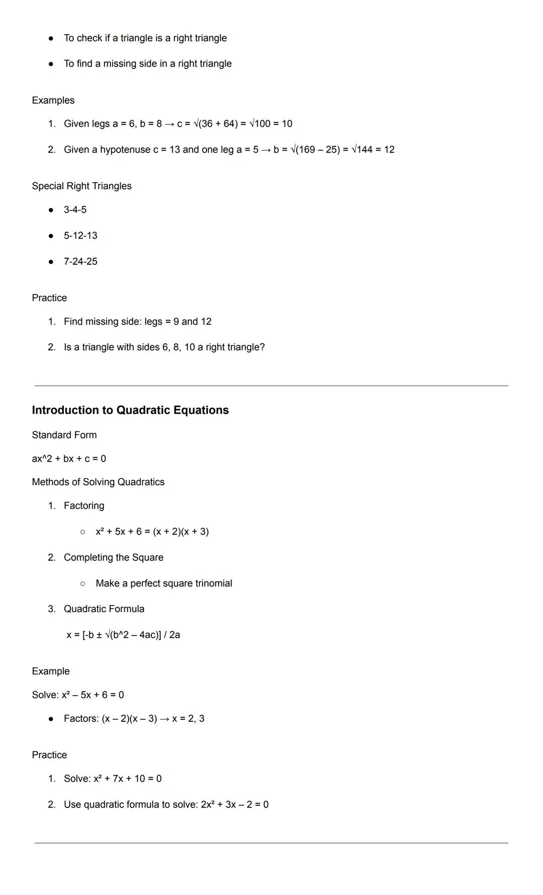 Grade 9 Math Reviewer
3rd Quarter - Geometry & Quadratic Beginnings
Triangles: Classification & Congruence
Types of Triangles by Sides
- Sca