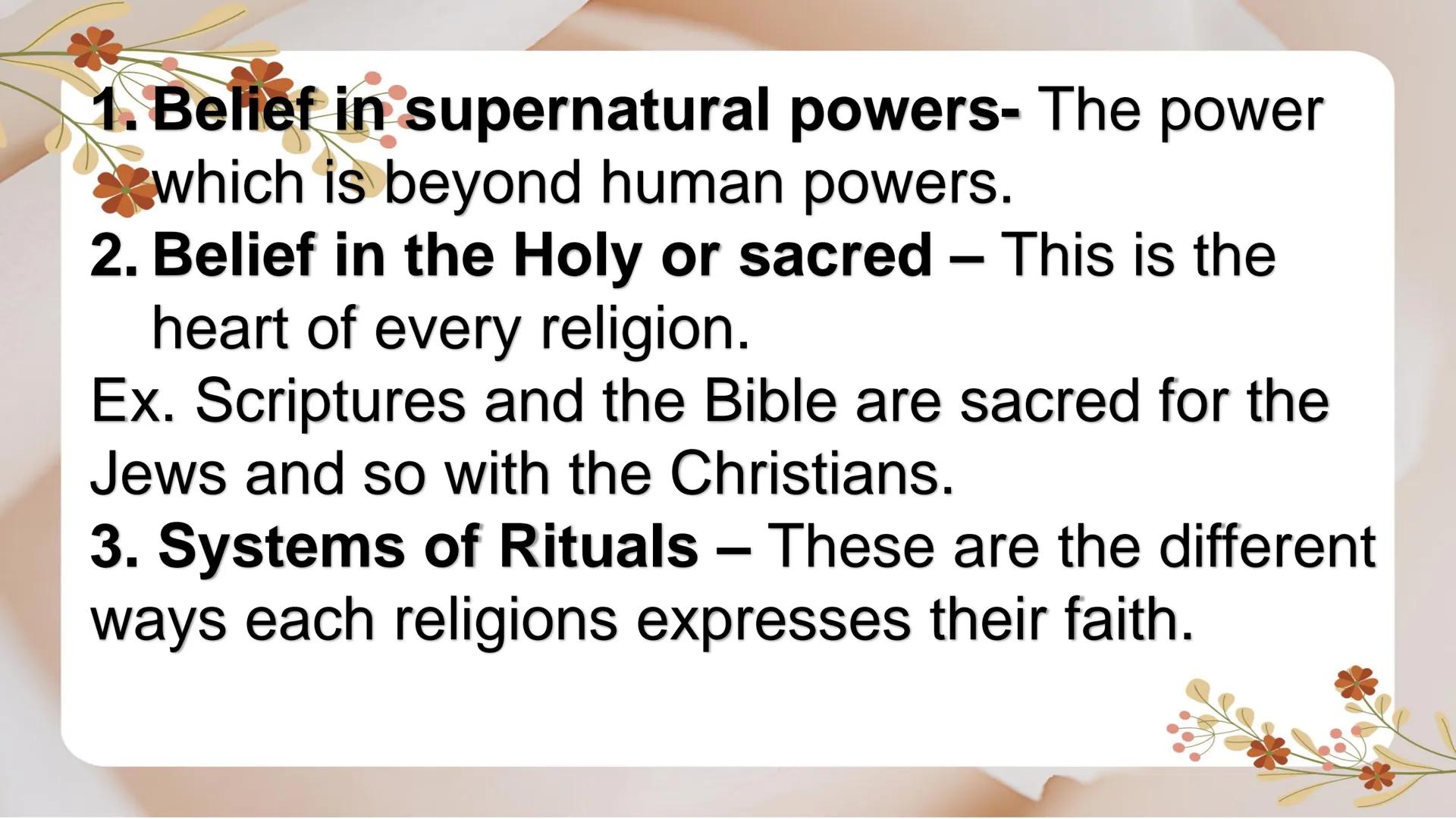 # Introduction to
# World Religions and
# Belief Systems DO YOU BELIEVE
IN GOD? OR
THERE IS AN
EXISTENCE OF
GOD? 1.
What are the things in m