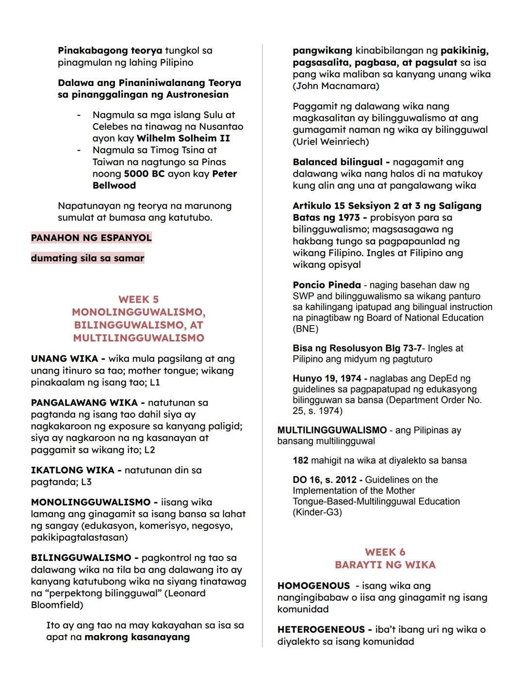 KOMPAN Reviewer (SA Q1)
WEEK 1
MGA KONSEPTONG PANGWIKA
WIKA
Lingua (Latin) - nangangahulugang "dila"
at "wika" o "lengguwahe"
Ito ang pinag