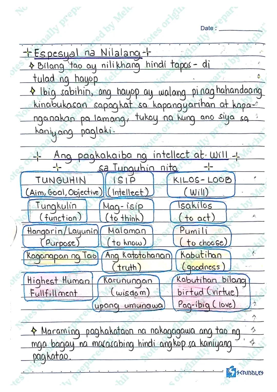 --- OCR Start ---
ally
MARKAHAN
UNANG
No
prepa
Melu
Melch
b
Notes origin
Date: prepar
t tunguhin ng Isip Me chil
HAYOP
Maganda
Masunurin
TAO