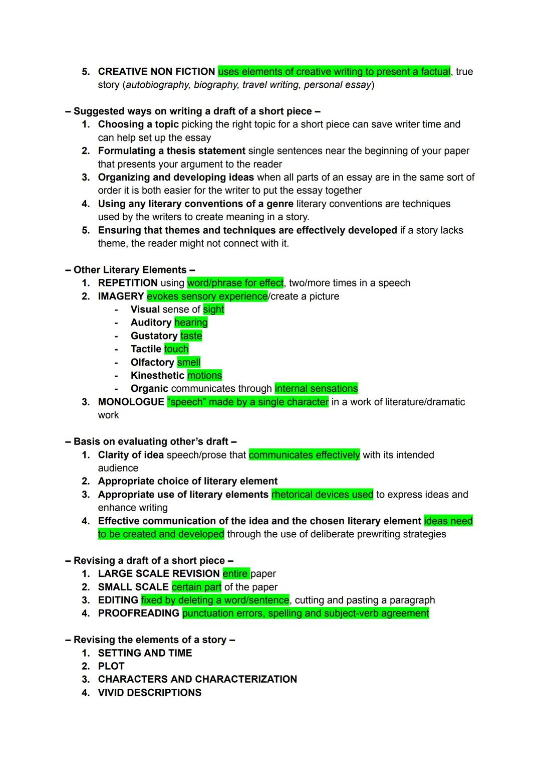 LANGUAGE communicating ideas and feelings through signs, sounds, gestures
THEME underlying meaning of a literary work
LITERARY DEVICES techn
