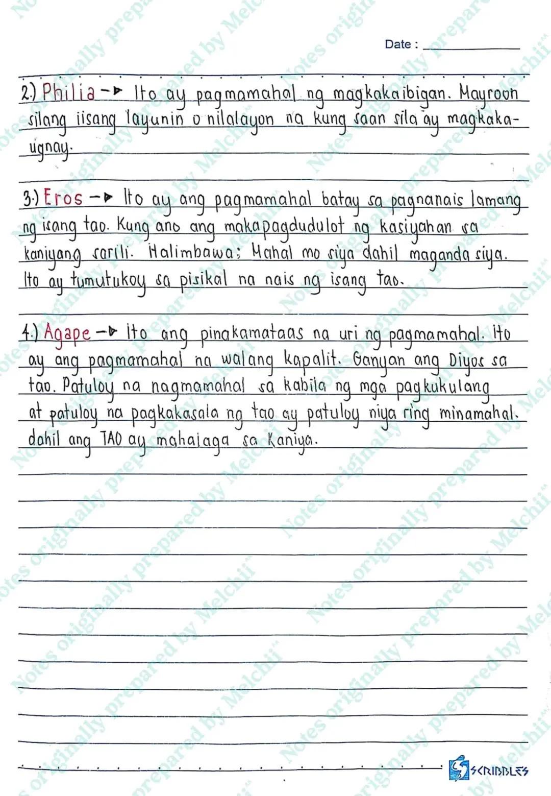 N
es originally prepared by Mel
Notes originally prepared by Melch
IKATLONG
MARKAHAN
Date:
prepared by Melch
at
+
Impalataya
yan sa Diyos at
