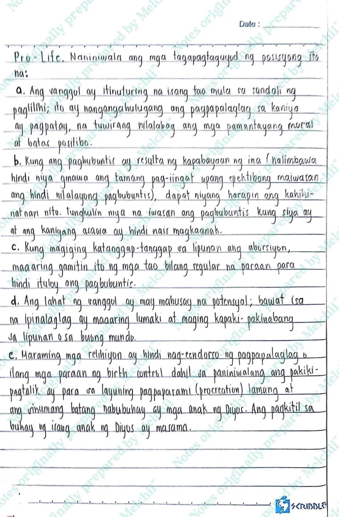N
es originally prepared by Mel
Notes originally prepared by Melch
IKATLONG
MARKAHAN
Date:
prepared by Melch
at
+
Impalataya
yan sa Diyos at
