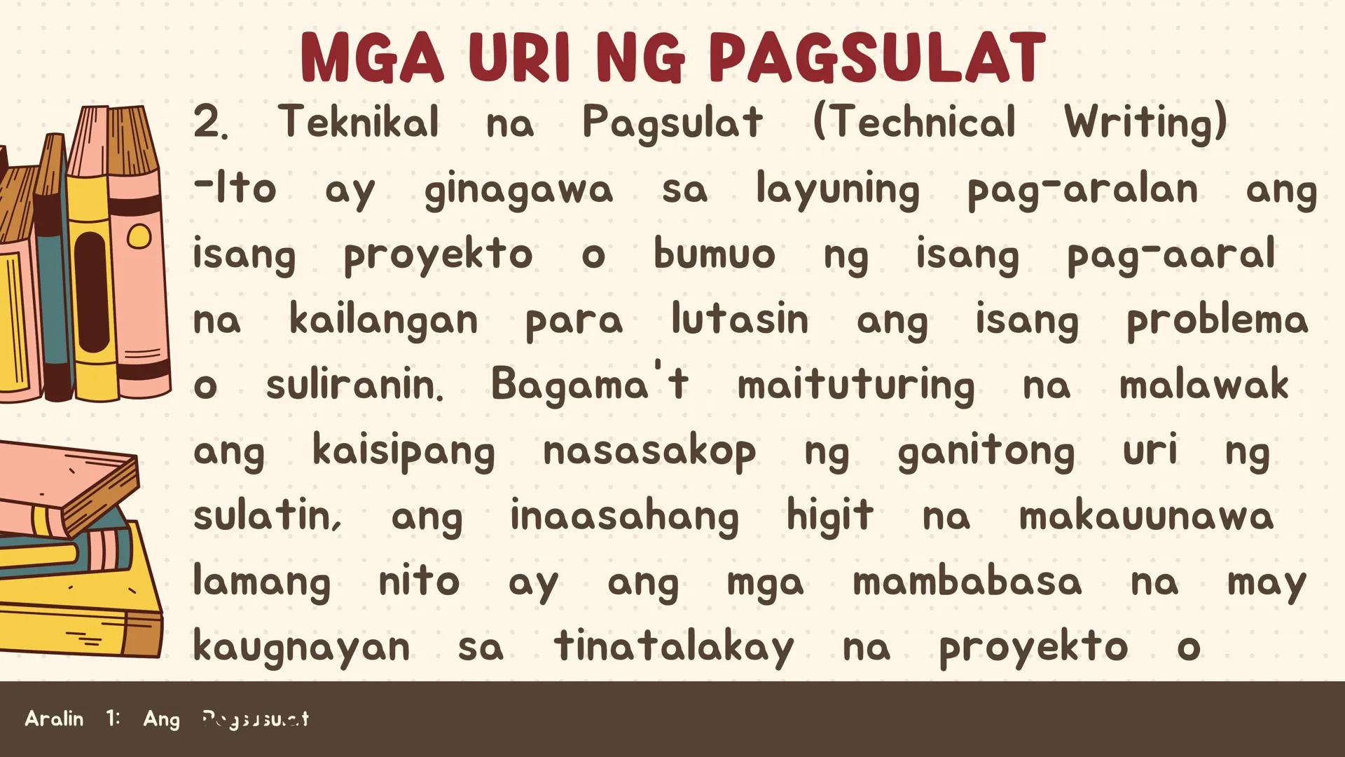 # FILIPINO SA PILING LARANG
# ANG
# PAGSUSULAT
ARALIN 1: 01
MGA LAYUNIN:
Nakapamumuno at nakikibahagi sa mga
gawain tungo sa pagsusulong n