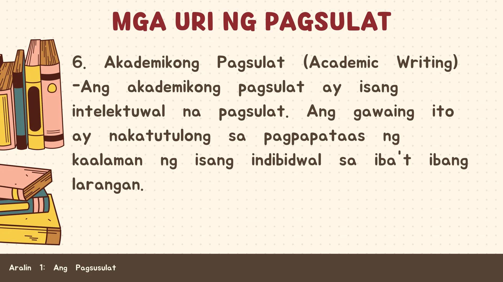 # FILIPINO SA PILING LARANG
# ANG
# PAGSUSULAT
ARALIN 1: 01
MGA LAYUNIN:
Nakapamumuno at nakikibahagi sa mga
gawain tungo sa pagsusulong n