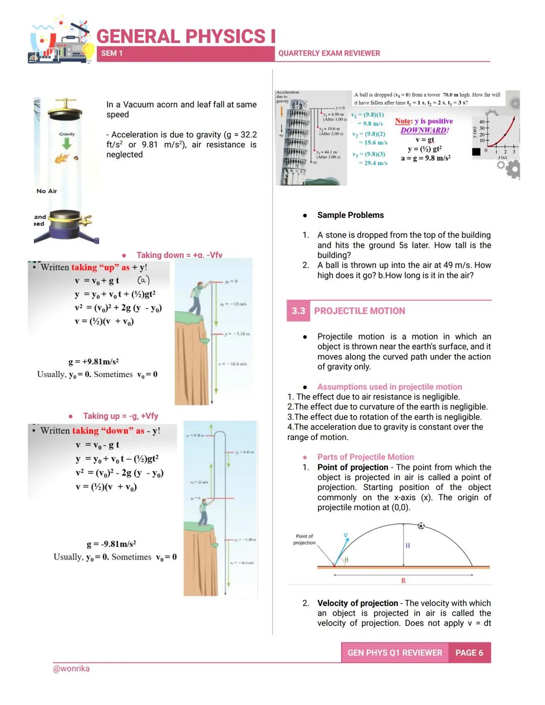 GENERAL PHYSICS I
SEM 1
QUARTERLY EXAM REVIEWER
1.0 UNITS OF MEASUREMENTS
Physical Quantities
all physical quantities in the International
S