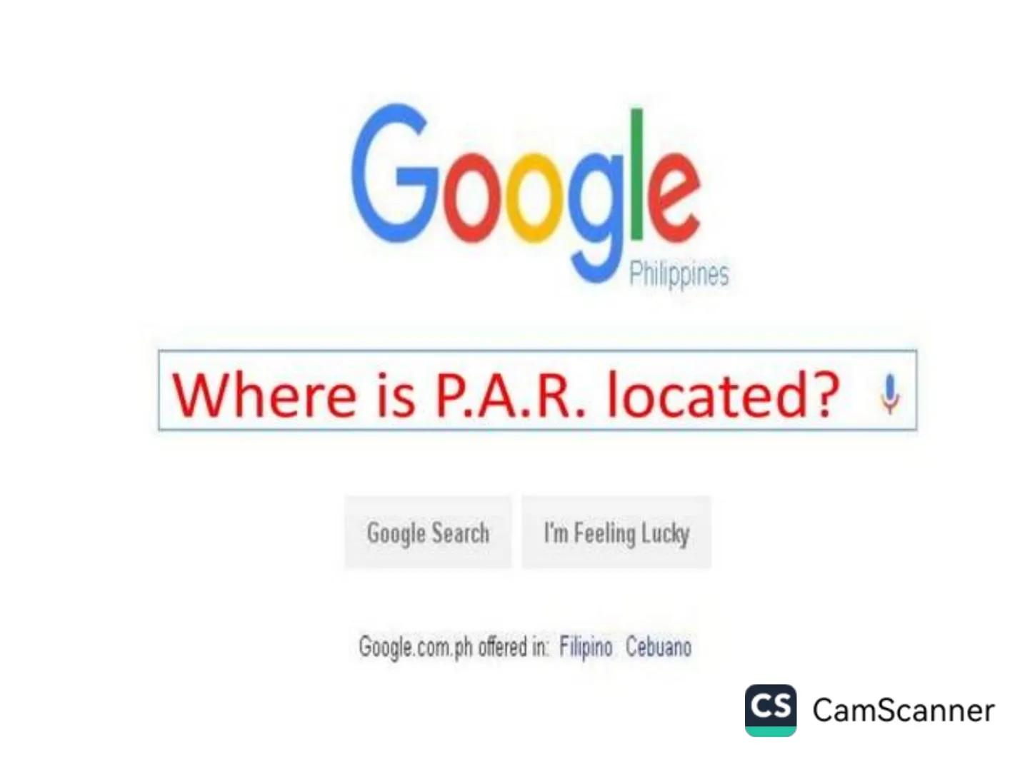 # Typhoons Google
Philippines
What is a typhoon?!
Google Search I'm Feeling Lucky
Google.com.ph offered in: Filipino Cebuano
CS CamScanner