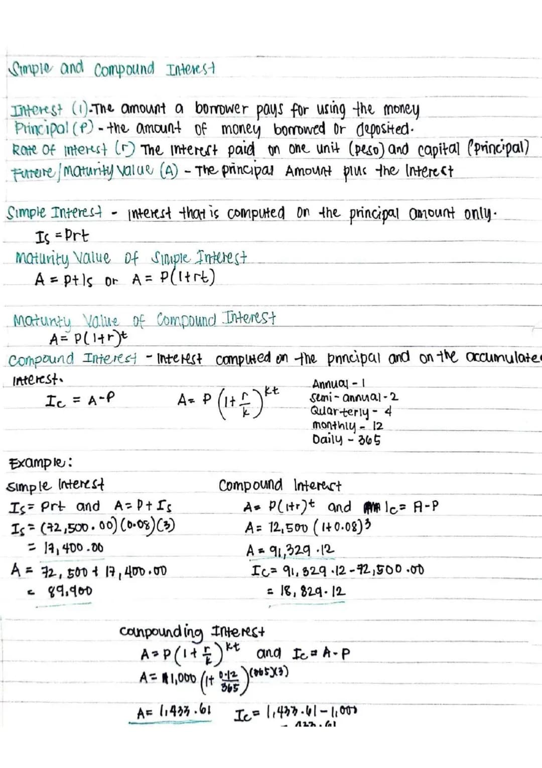 # NOTES for Grade 11
# STUDENTS
# GENMATH
General Mathematics Simple and Compound Interest
Interest (1)-The amount a borrower pays for usi