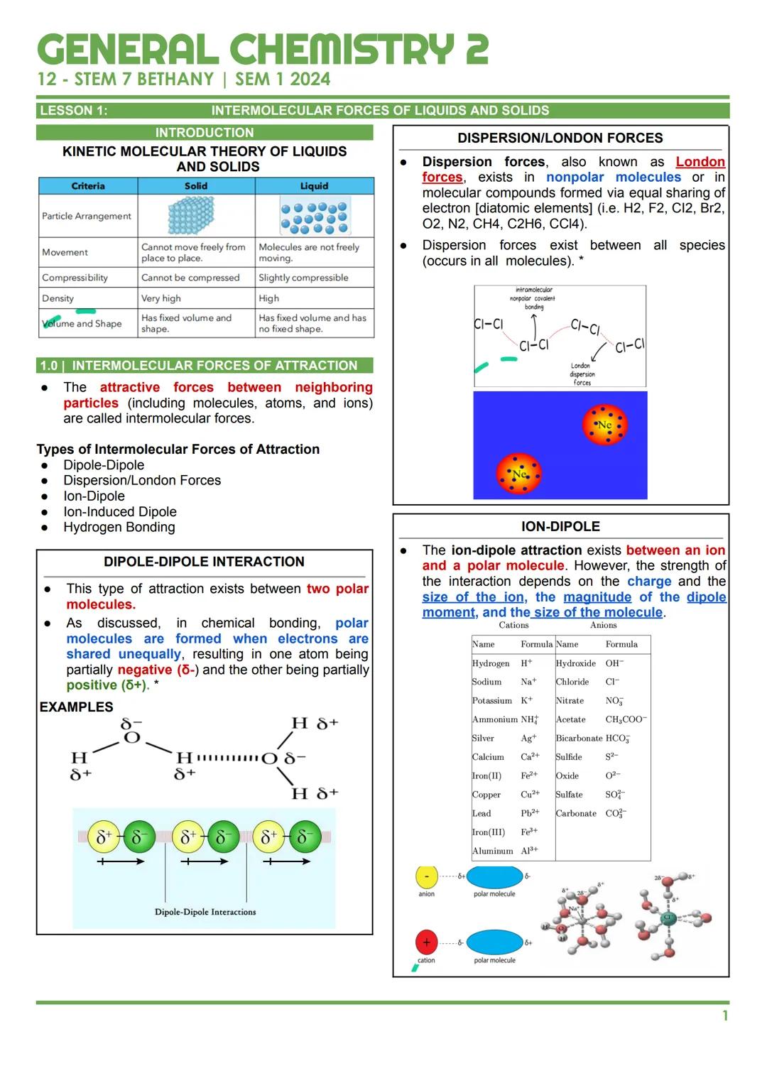 GENERAL CHEMISTRY 2
12 - STEM 7 BETHANY | SEM 1 2024
LESSON 1:
INTERMOLECULAR FORCES OF LIQUIDS AND SOLIDS
INTRODUCTION
KINETIC MOLECULAR TH
