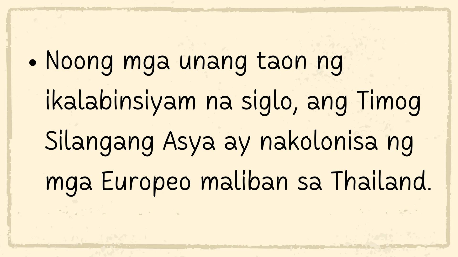 # KOLONYALISMO AT IMPERYALISMO SA
# TIMOG SILANGANG ASYA
## UNA AT
## IKALAWANG
## YUGTO
ARALING PANLIPUNAN Unang Yugto Ikalawang Yugto
Ki