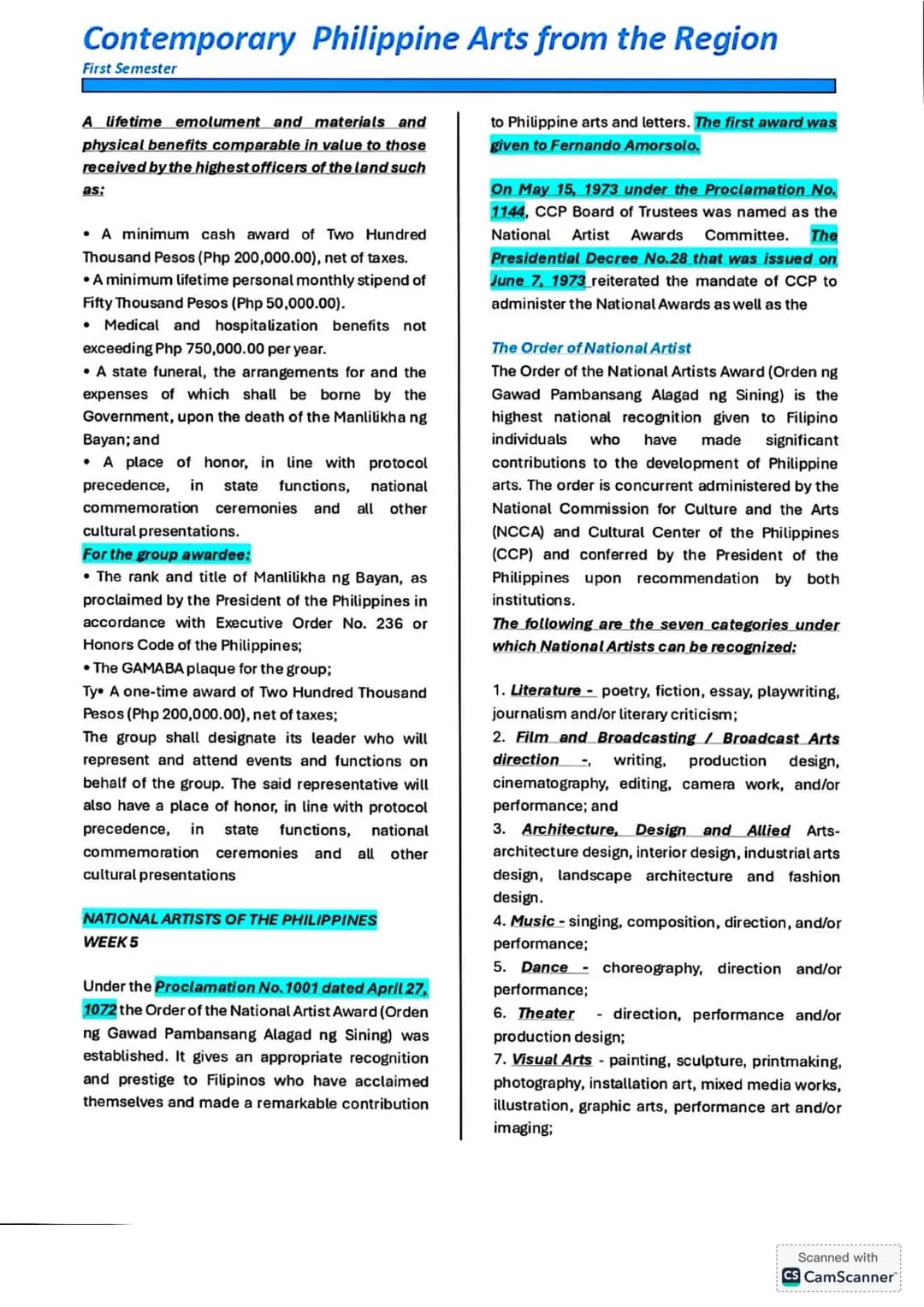 NOTES for Grade 12
STUDENTS
C.P.A.R
Contemporary Philippine Arts
from the Region Contemporary Philippine Arts from the Region
First Semester