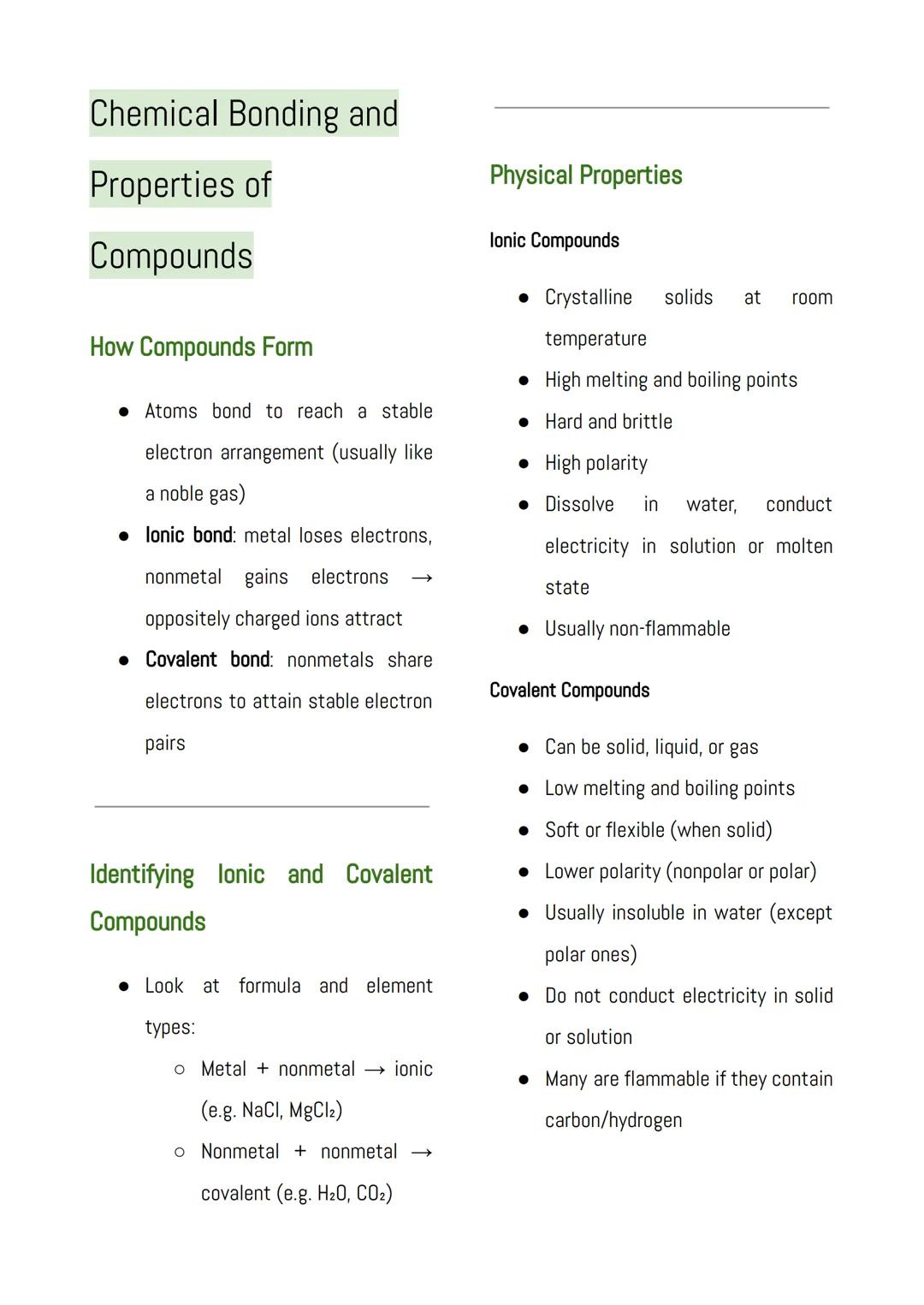 Chemical Bonding and
Properties of
Compounds
How Compounds Form
• Atoms bond to reach a stable
electron arrangement (usually like
a noble ga
