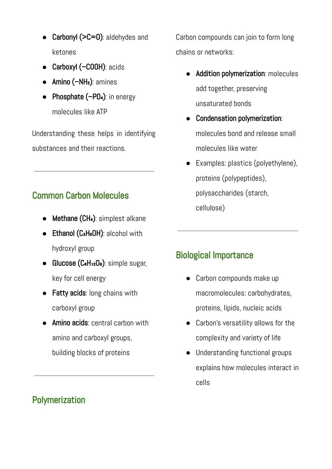 Carbon Atoms
Carbon's Atomic Structure
• Carbon has atomic number 6 → 6
protons, 6 neutrons in nucleus,
and 6 electrons
• Electron configura