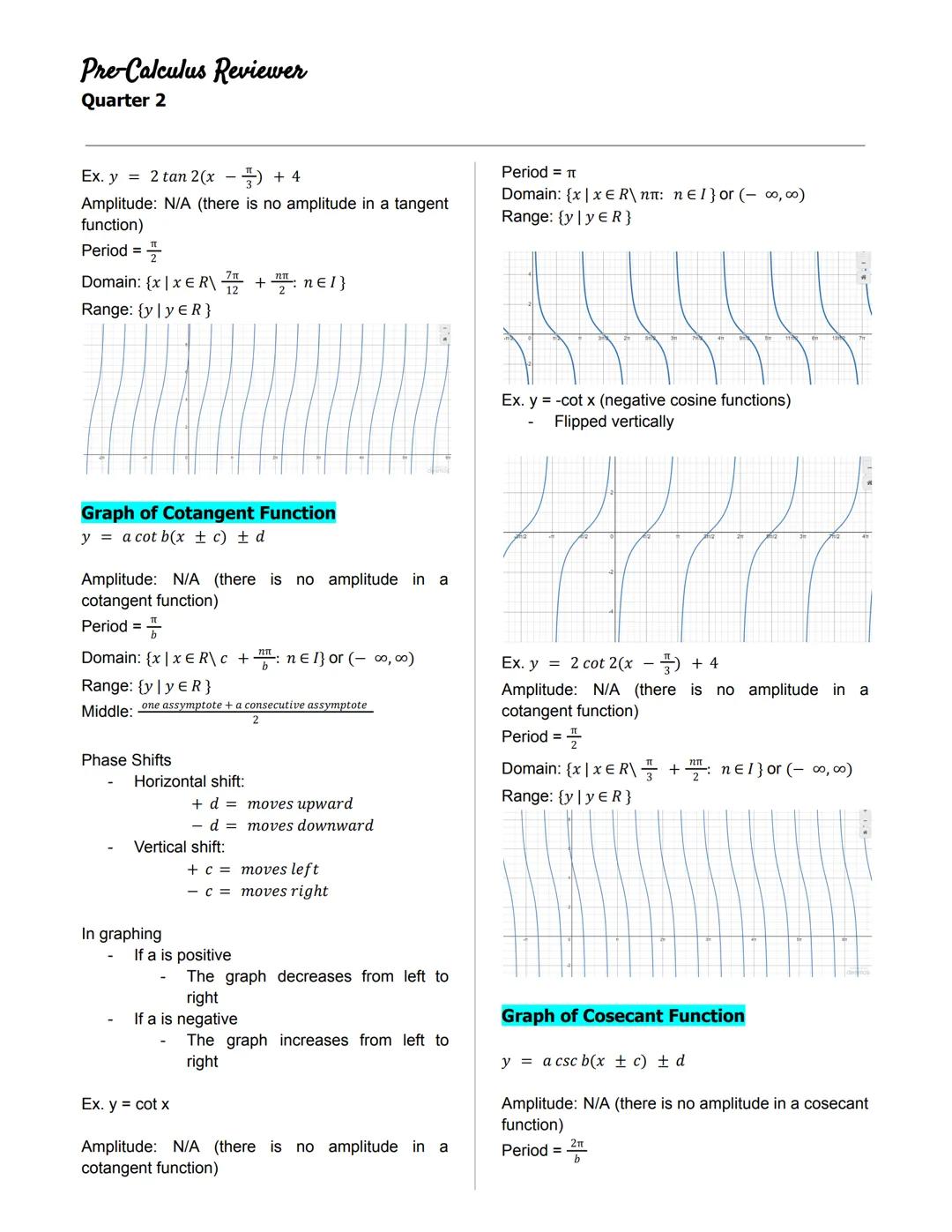 Pre-Calculus Reviewer
Quarter 2
◆ANGLES IN A UNIT CIRCLE
Unit Circle
- a circle on the Cartesian plane that is
centered at the origin (0,0)