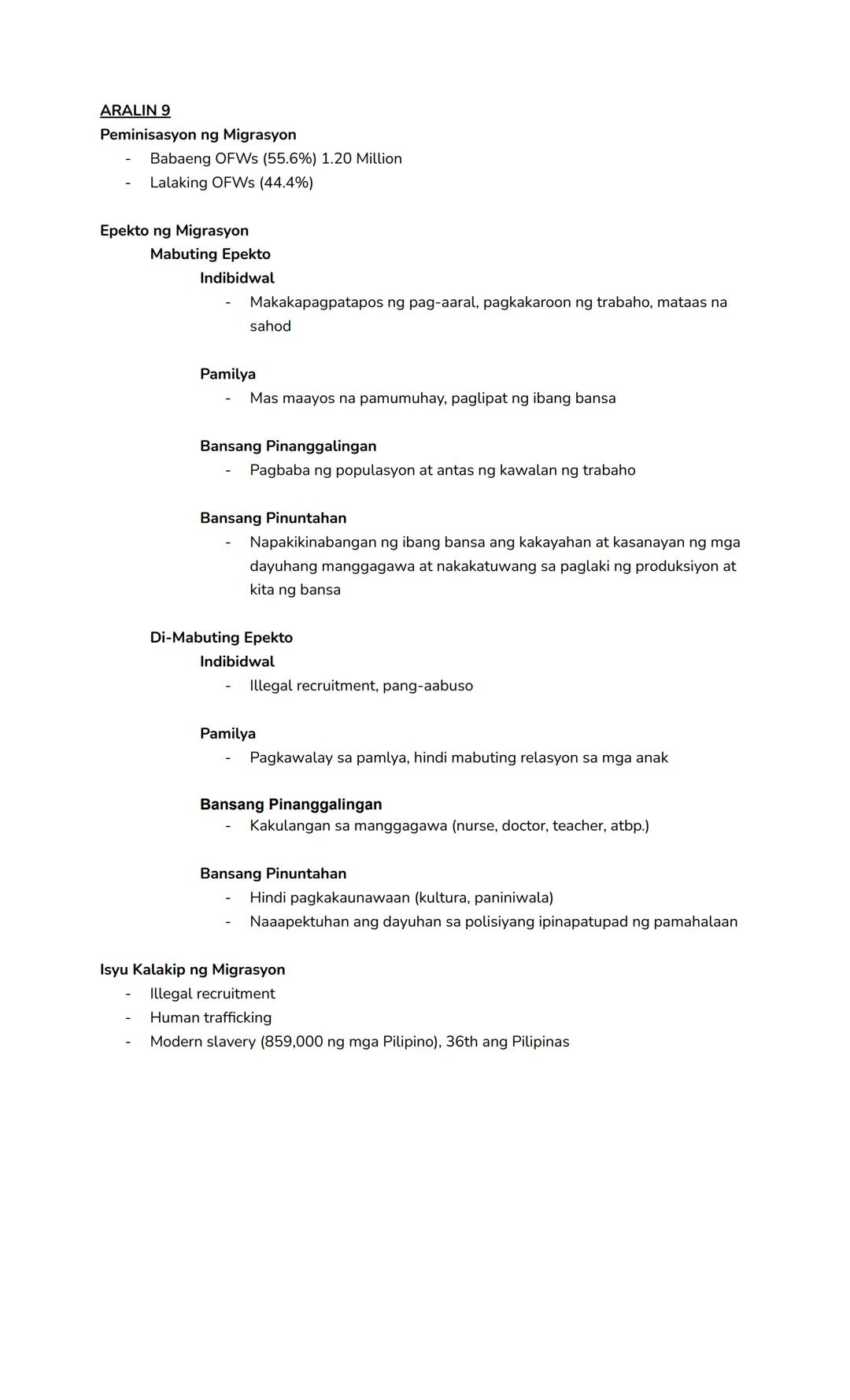 Araling Panlipunan 10 | Quarter 2
ARALIN 1
- Ang globalisasyon ay isang proseso at sinasabing sumasalamin sa daloy at interaksyon
ng mga tao