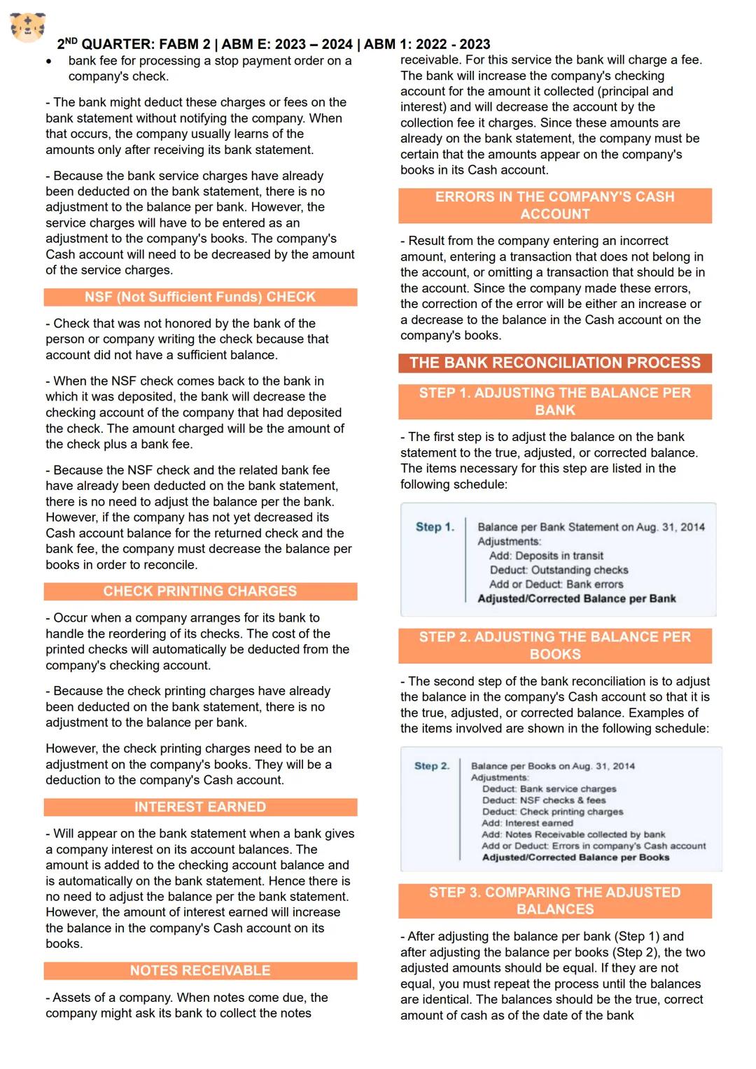 2ND QUARTER: FABM 2 | ABM E: 2023-2024 | ABM 1: 2022-2023
BANK RECONCILIATION STATEMENT
NATURE OF BANK RECONCILIATION
STATEMENT
It is normal