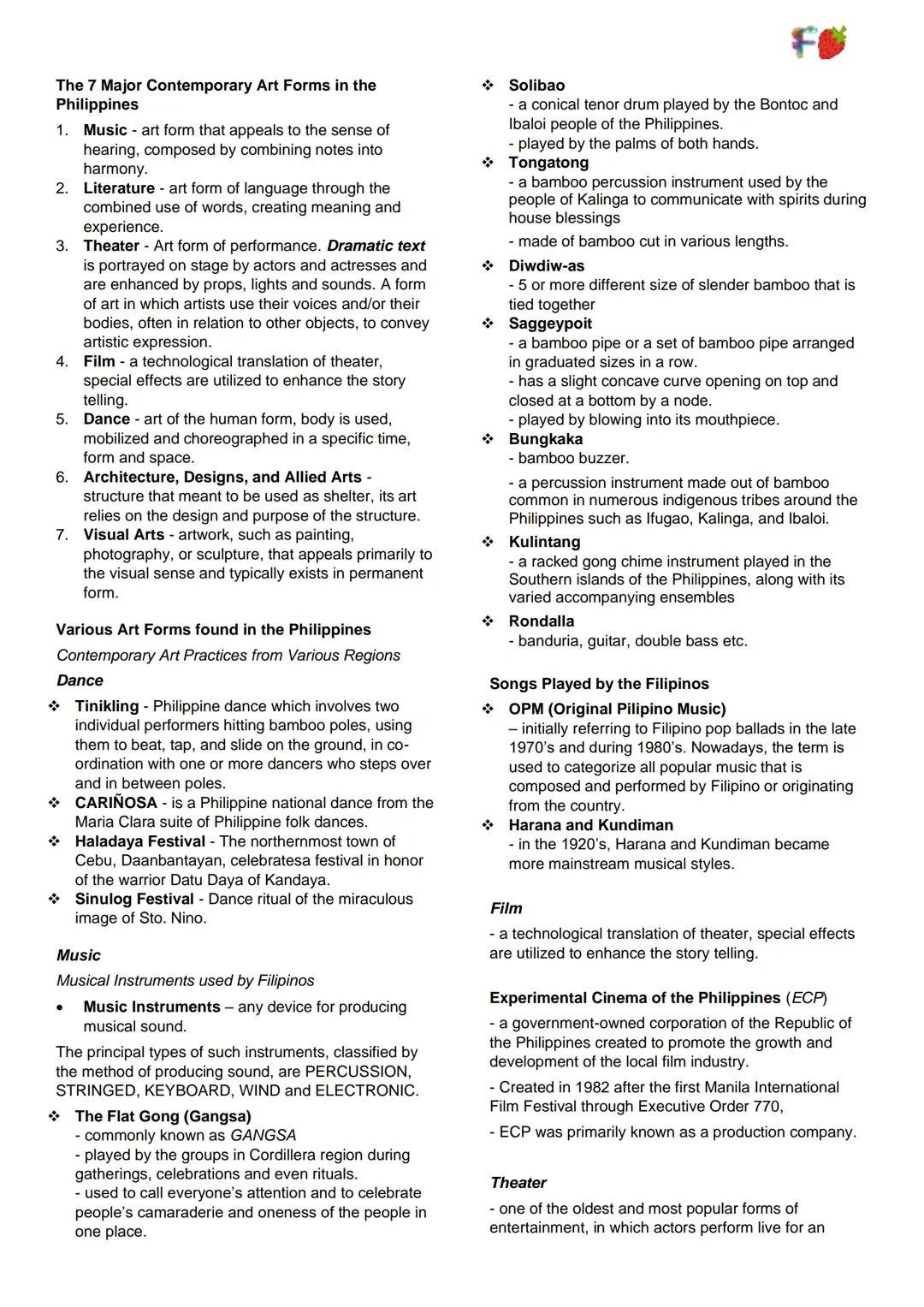 Contemporary Philippine Arts from the
Regions
Lesson 1: Arts in the Philippines
Art or Sining
the different manners of expressing human skil